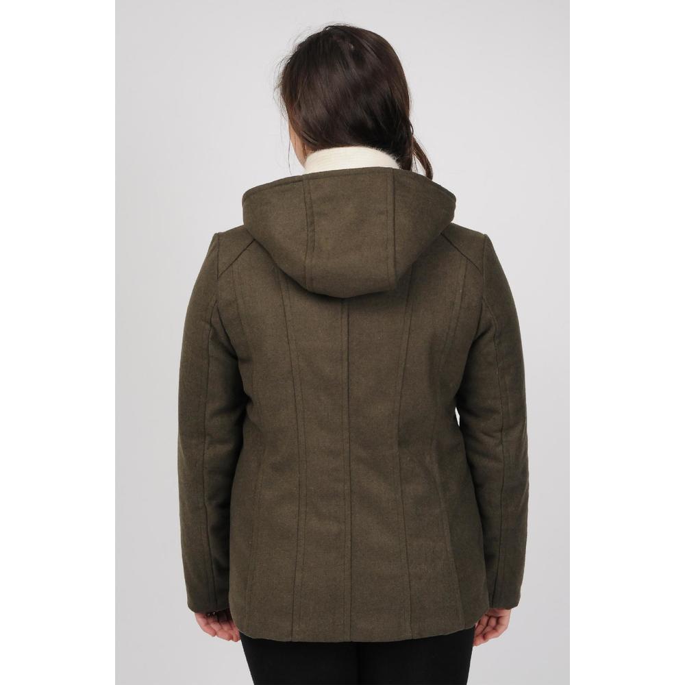 Excelled Women's Plus Hooded Faux Wool Peacoat- Online Exclusive