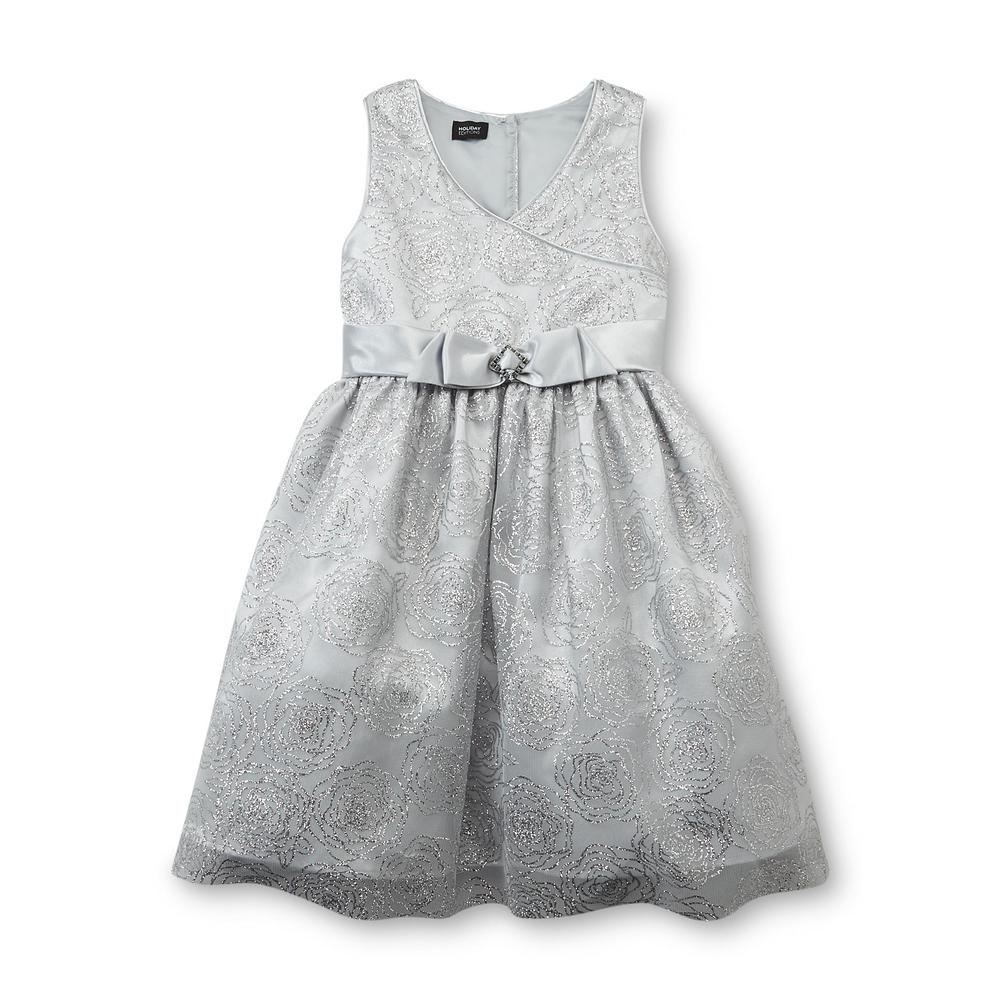 Holiday Editions Girl's Sleeveless Occasion Dress - Floral Sparkle