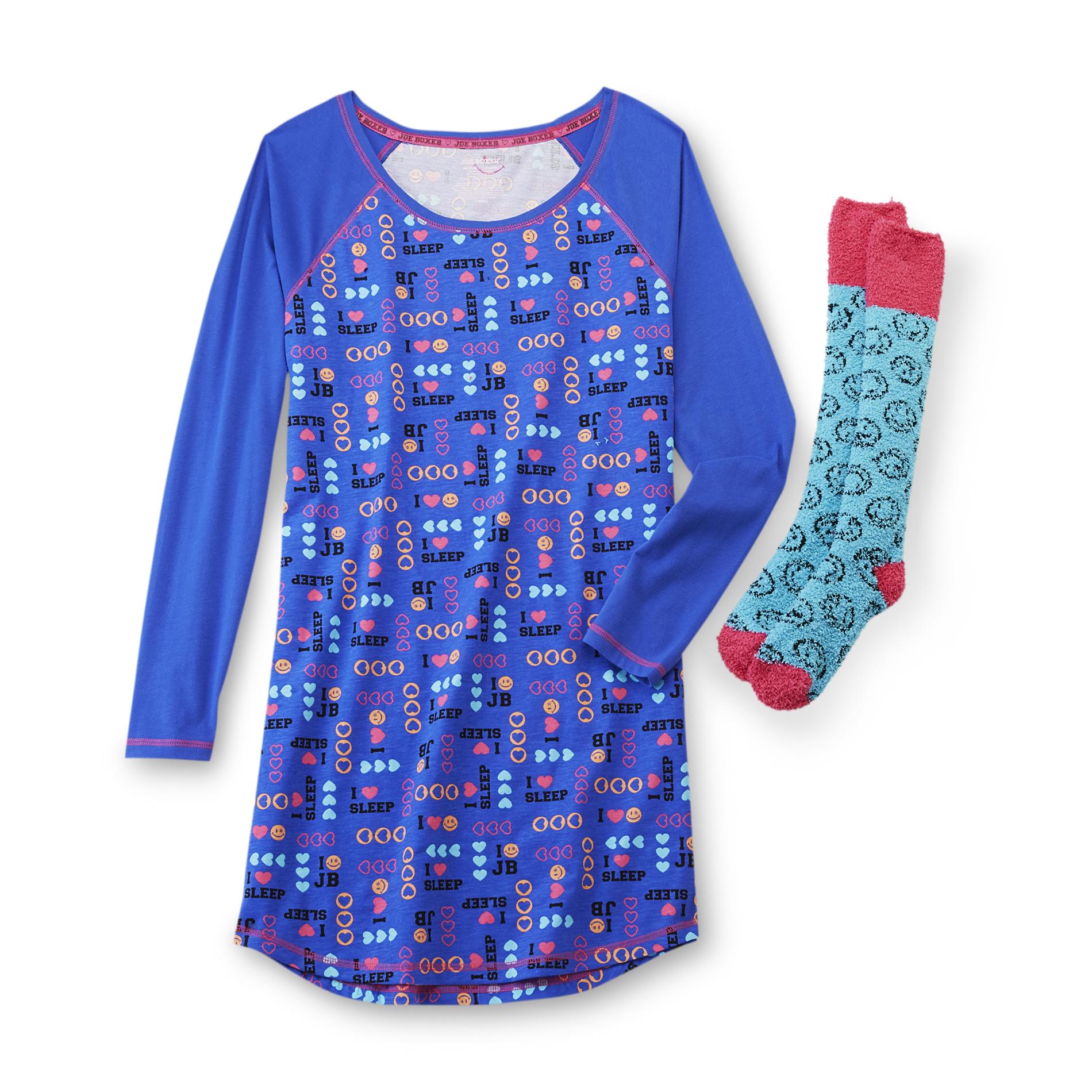 Joe Boxer Women's Pajama Shirt & Socks - Heart