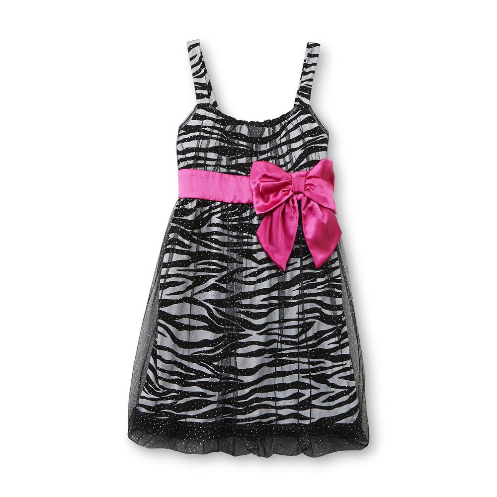 Holiday Editions Girl's Bubble-Hem Party Dress - Zebra Striped