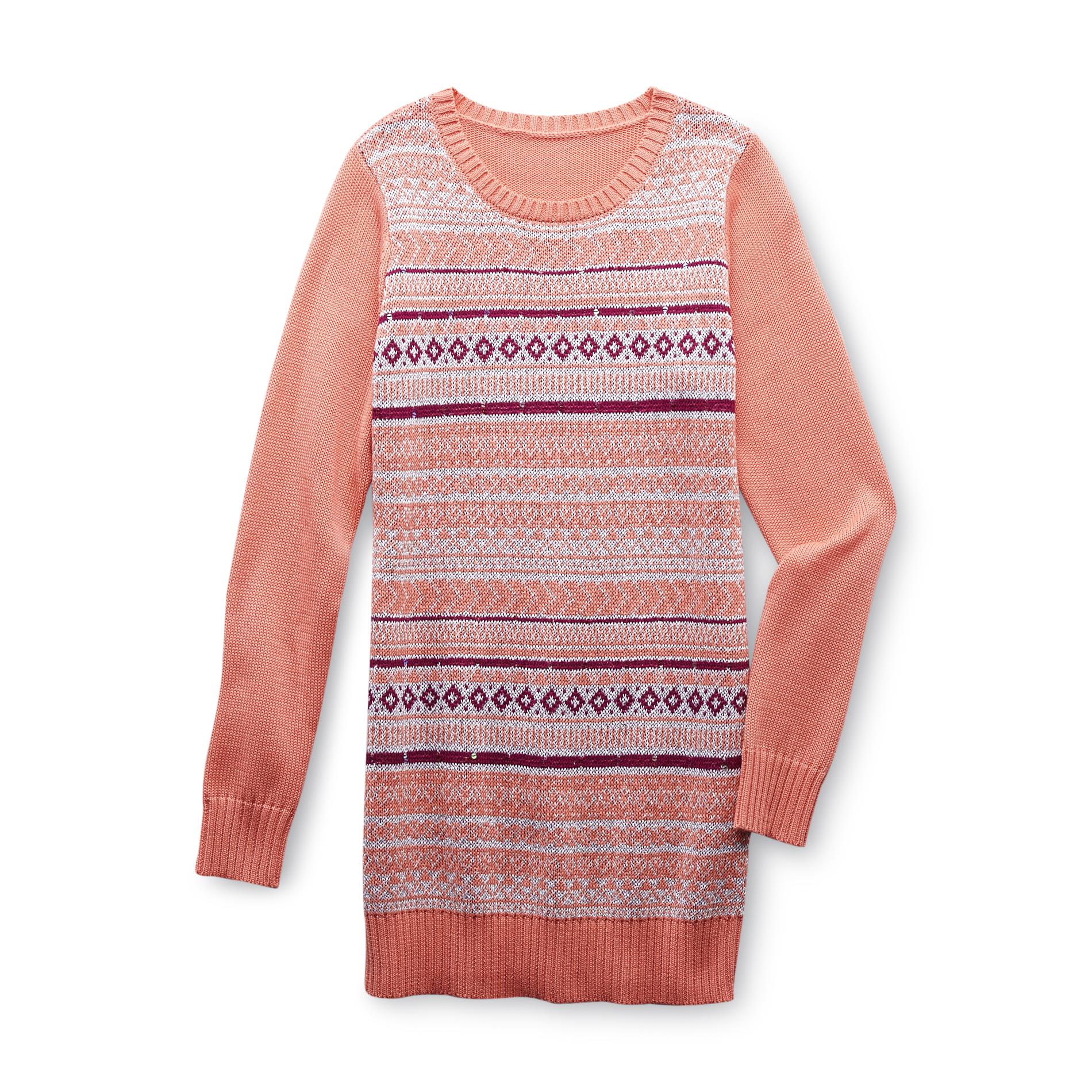Route 66 Girl's Embellished Tunic Sweater - Fair Isle