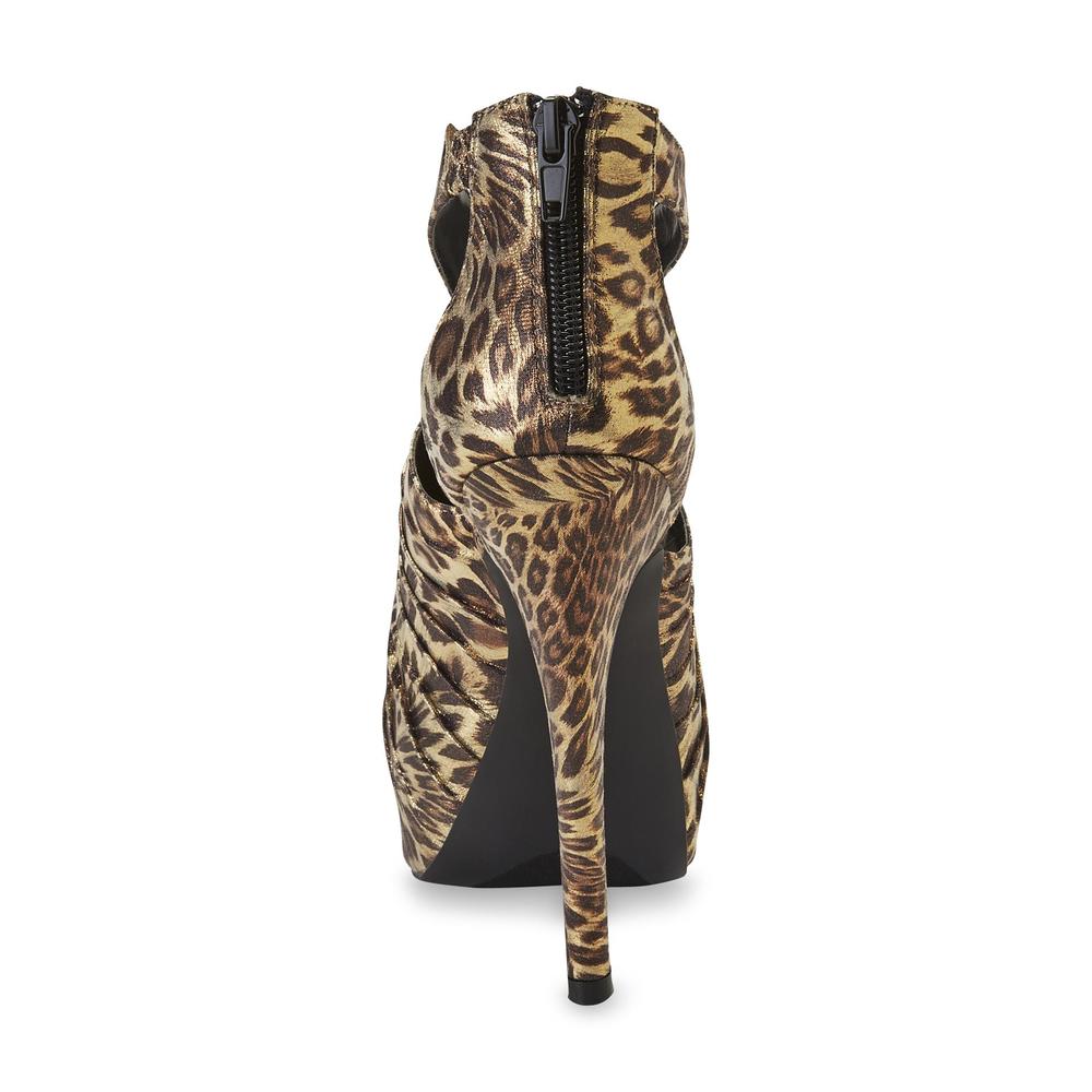 Qupid Women's Isabell Goldtone/Leopard Platform Sandal