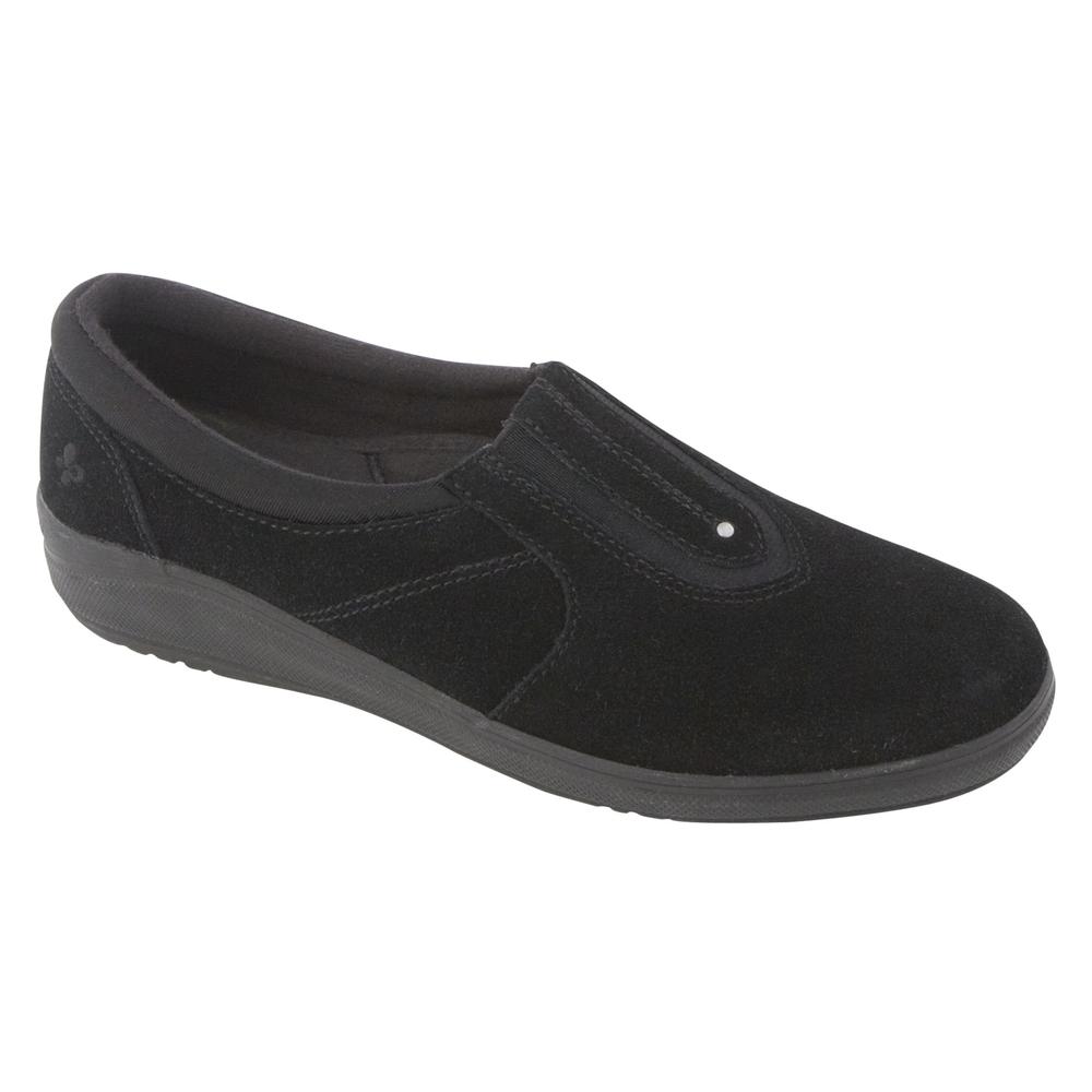 Grasshoppers Women's Comfort Casual Sneaker Stretch Plus Slip-On Medium and Wide Width - Black