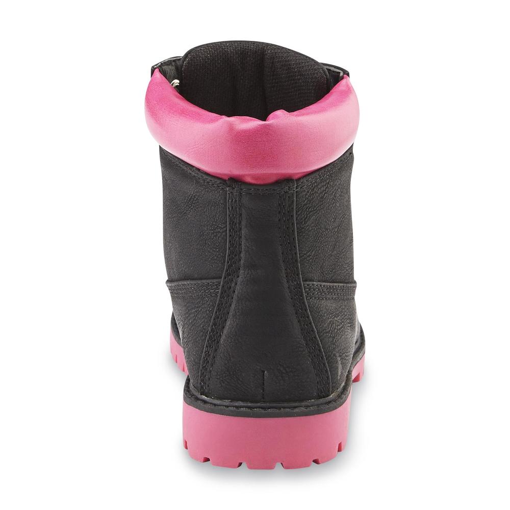 Yoki Girl's Gigi-K 5" Black/Pink Lace-Up Ankle Boot
