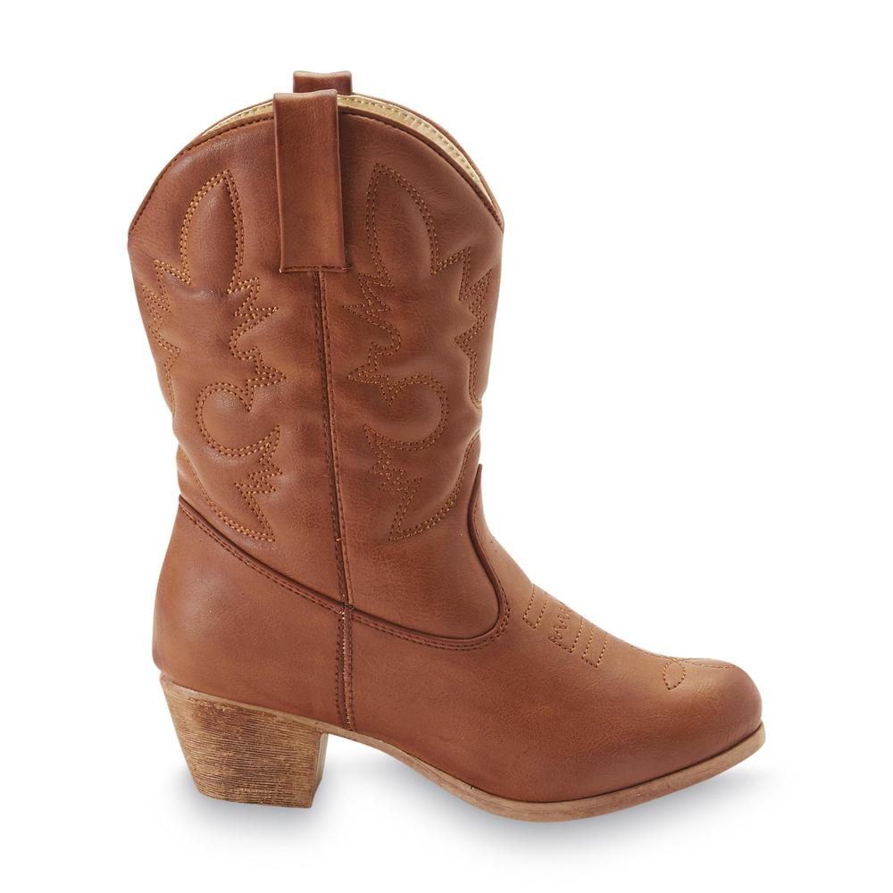 Yoki Girl's Texas 9" Brown Cowboy Boot