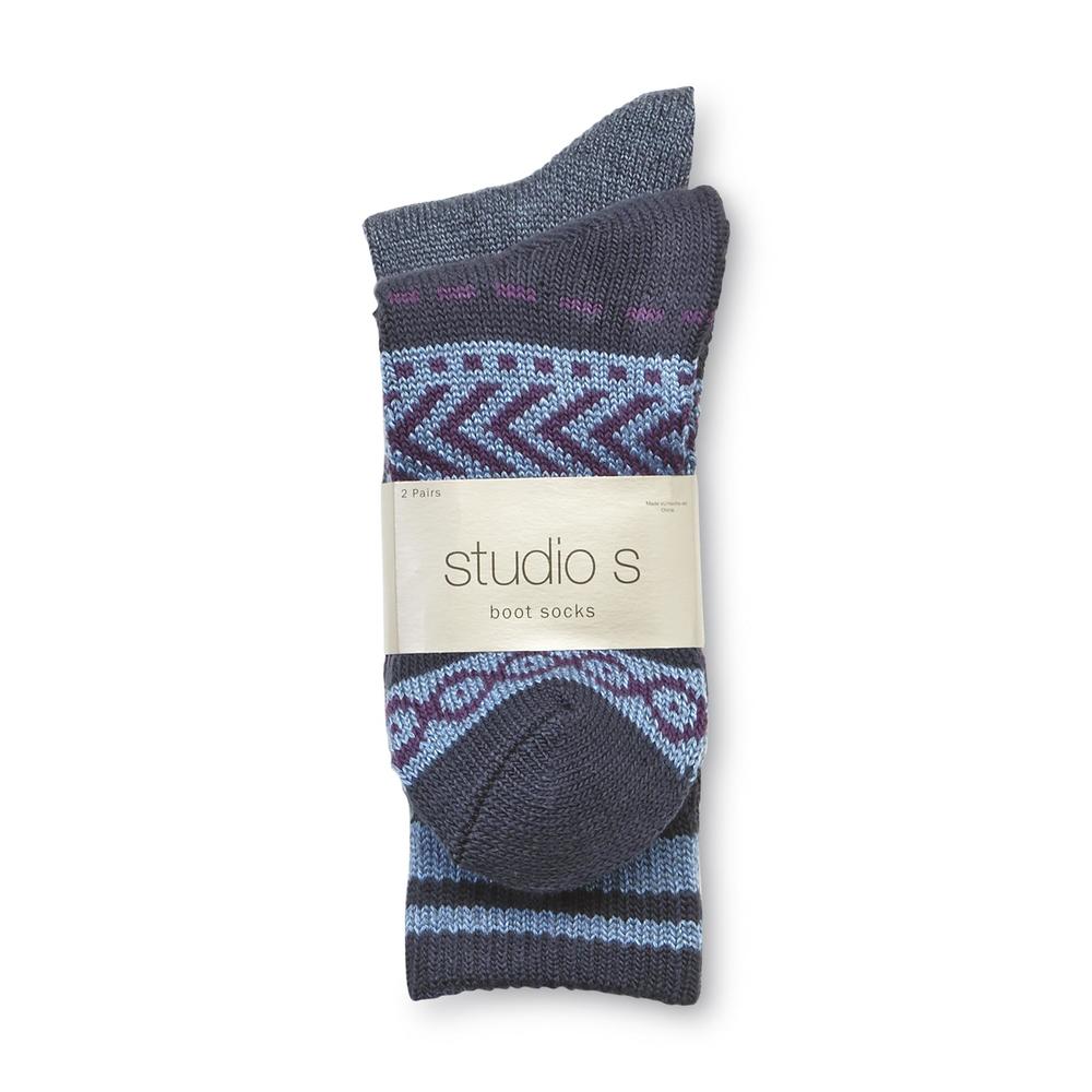 Studio S Women's 2-Pairs Knit Crew Socks - Broken Arrow