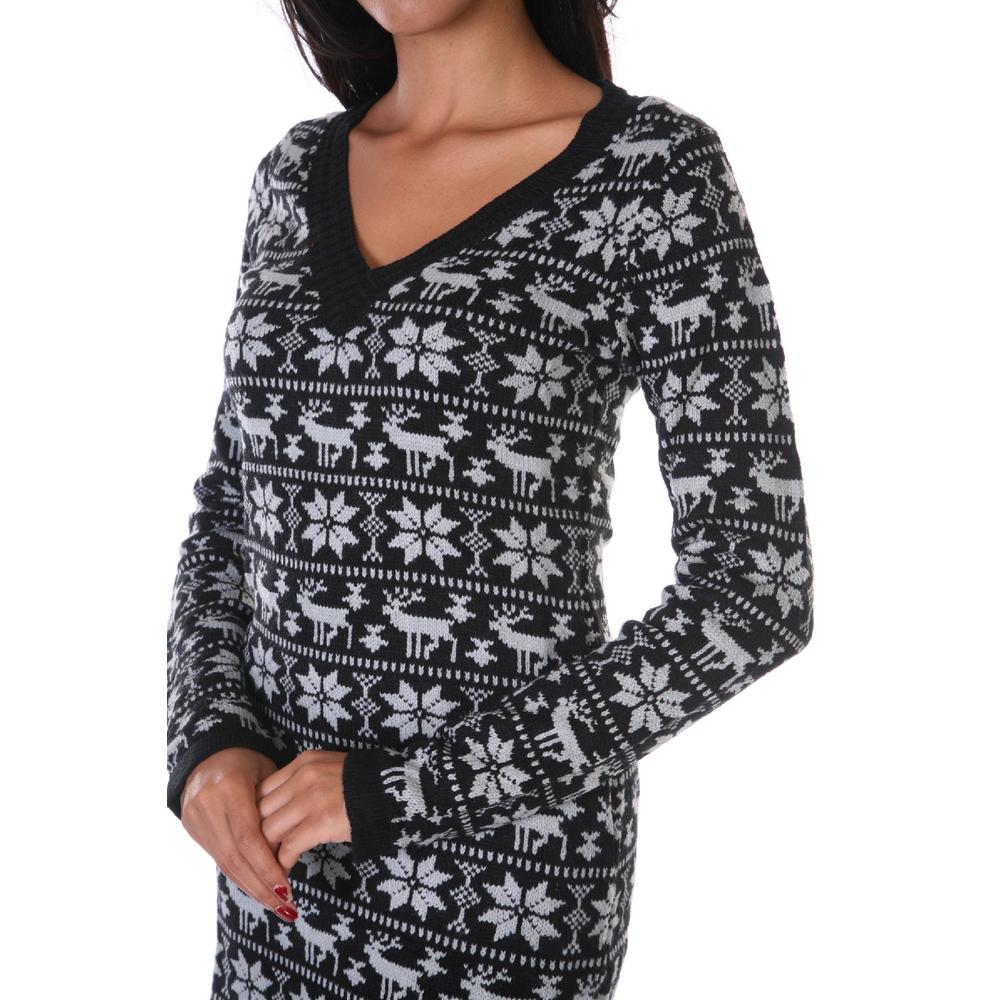 White Mark Women's 'Denver' Black/ Grey Sweater Dress