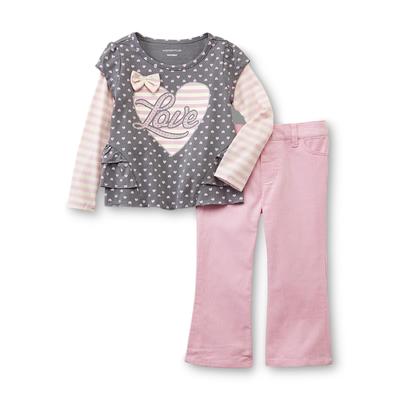 WonderKids Infant & Toddler Girl's Layered Look Top & Jeggings - Love
