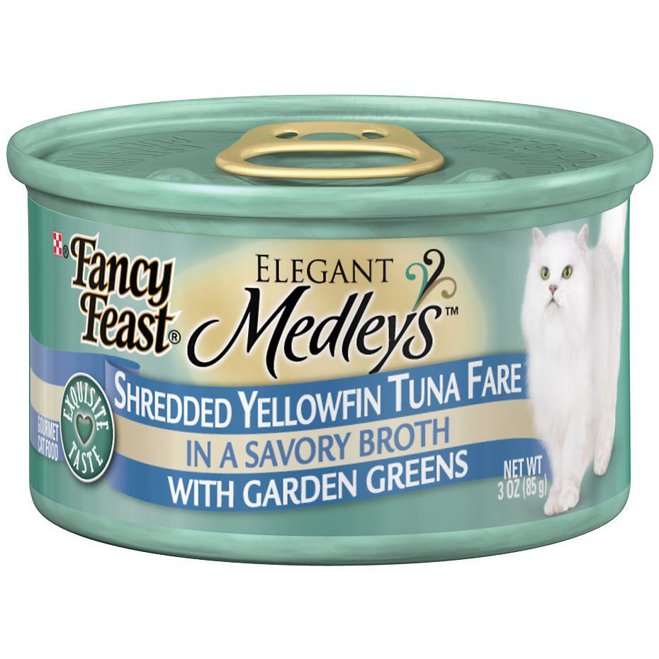 Fancy Feast Elegant Medleys Moist Cat Food Shredded Yellowfish Tuna Fare 3 Ounce Can