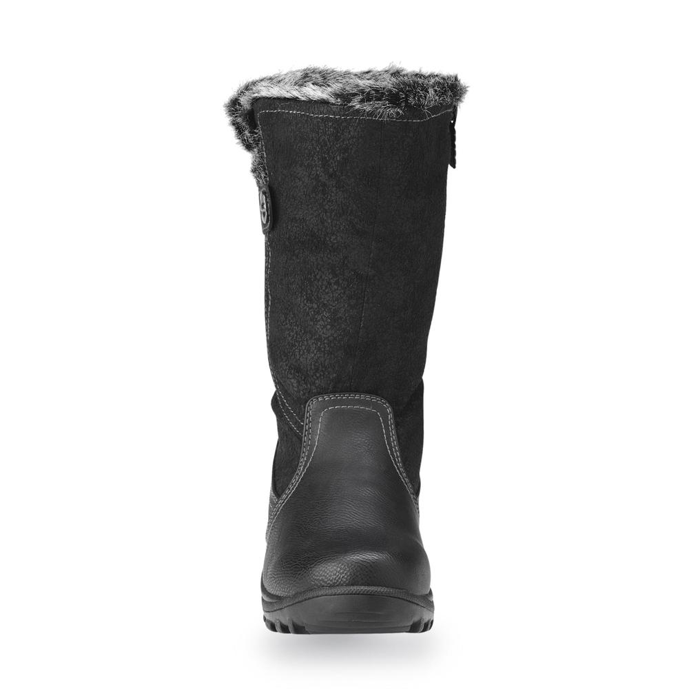 Totes Women's Mika 10" Black Faux Fur-Lined Waterproof Winter Boot