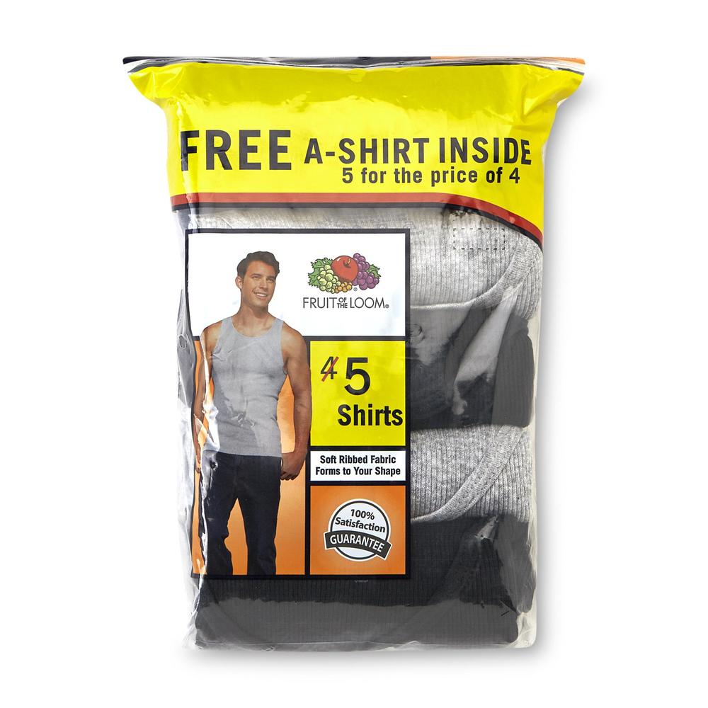 Fruit of the Loom Men's 5-Pack A-Shirts - Black & Gray