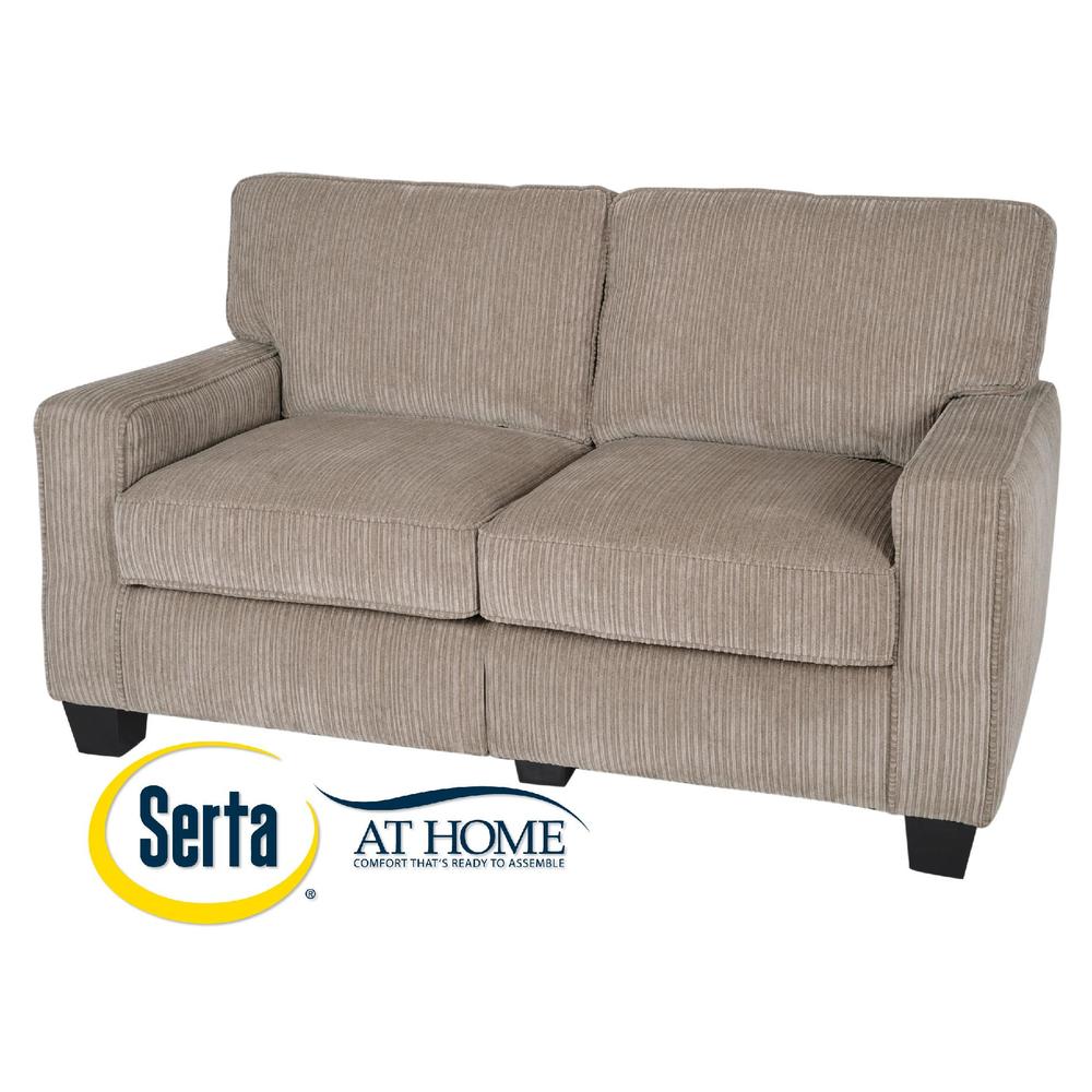 Serta RTA Santa Cruz Collection 61" Fabric Love Seat Sofa-Platinum Beige