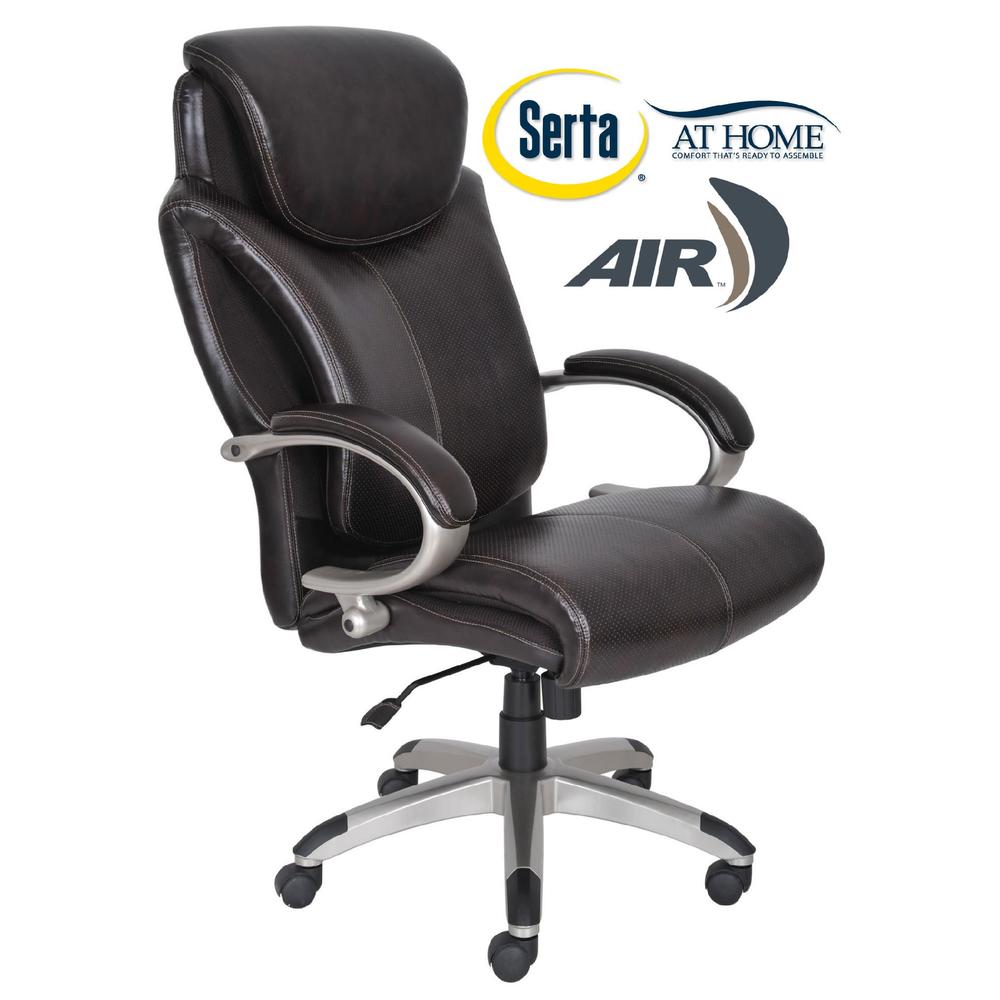 Serta AIR™ Health & Wellness Big & Tall Executive Office Chair, Eco-friendly Bonded Leather, Roasted Chestnut