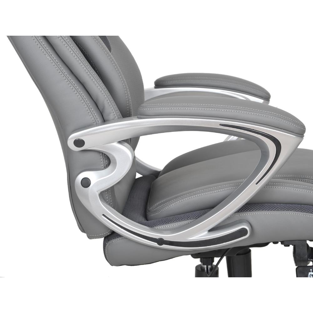 Serta AIR&#8482; Health & Wellness Executive Office Chair, Eco-friendly Bonded Leather, Light Grey