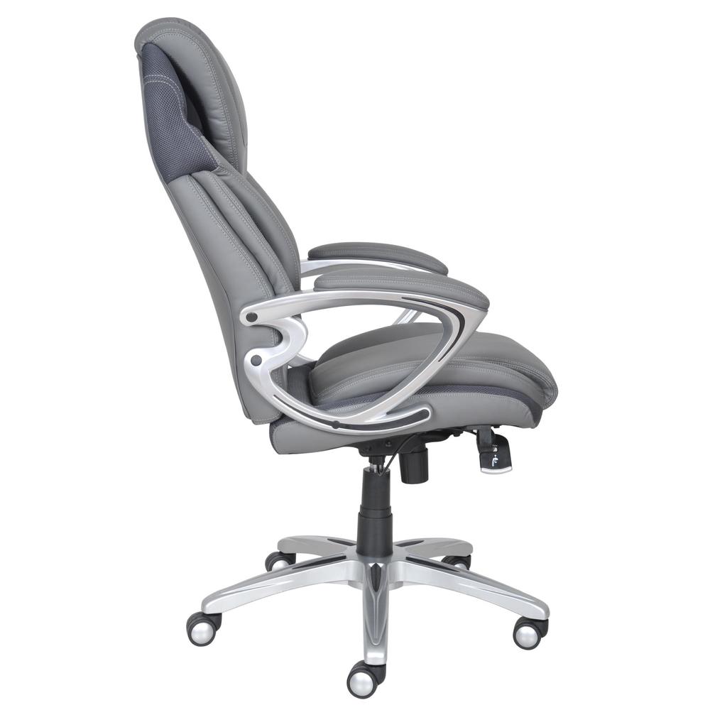 Serta AIR&#8482; Health & Wellness Executive Office Chair, Eco-friendly Bonded Leather, Light Grey