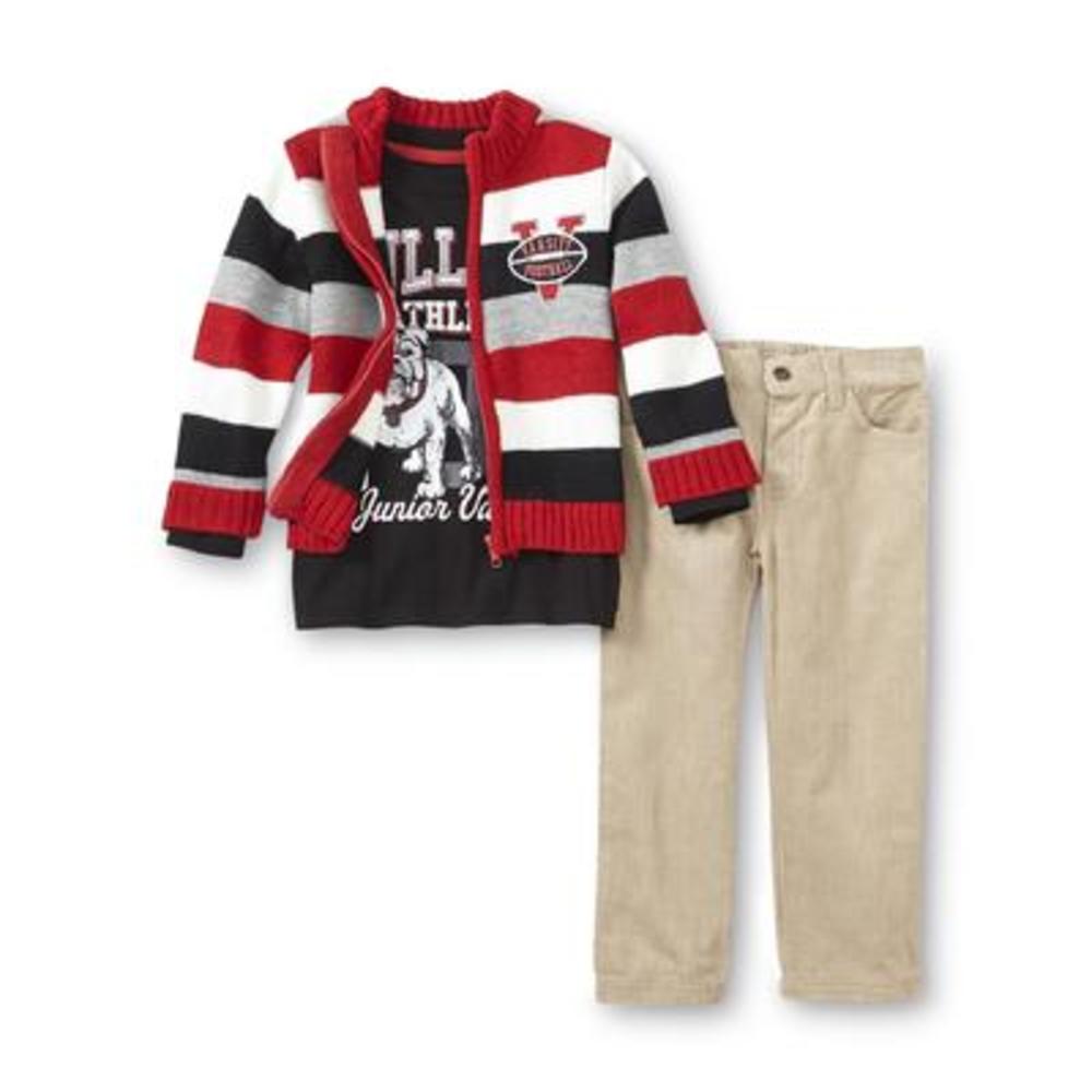 Little Rebels Toddler Boy's T-Shirt  Pants & Zip-Front Sweater - Football