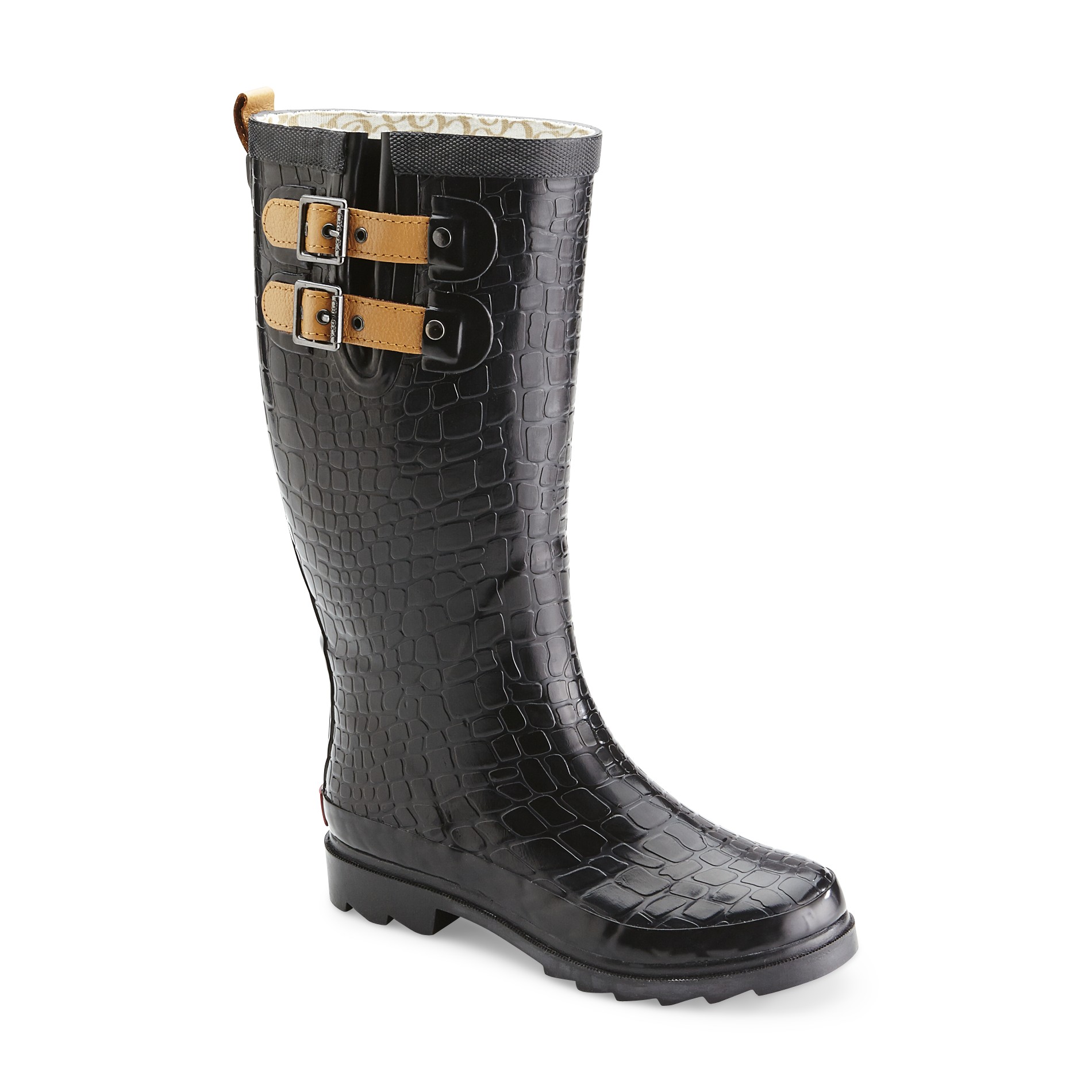 Chooka Women's 12 Black/Mock Croc Rain Boot