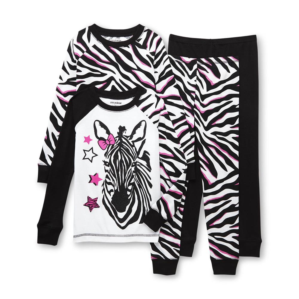 Joe Boxer Girl's 2-Pairs Long-Sleeve Pajamas - Zebra Striped