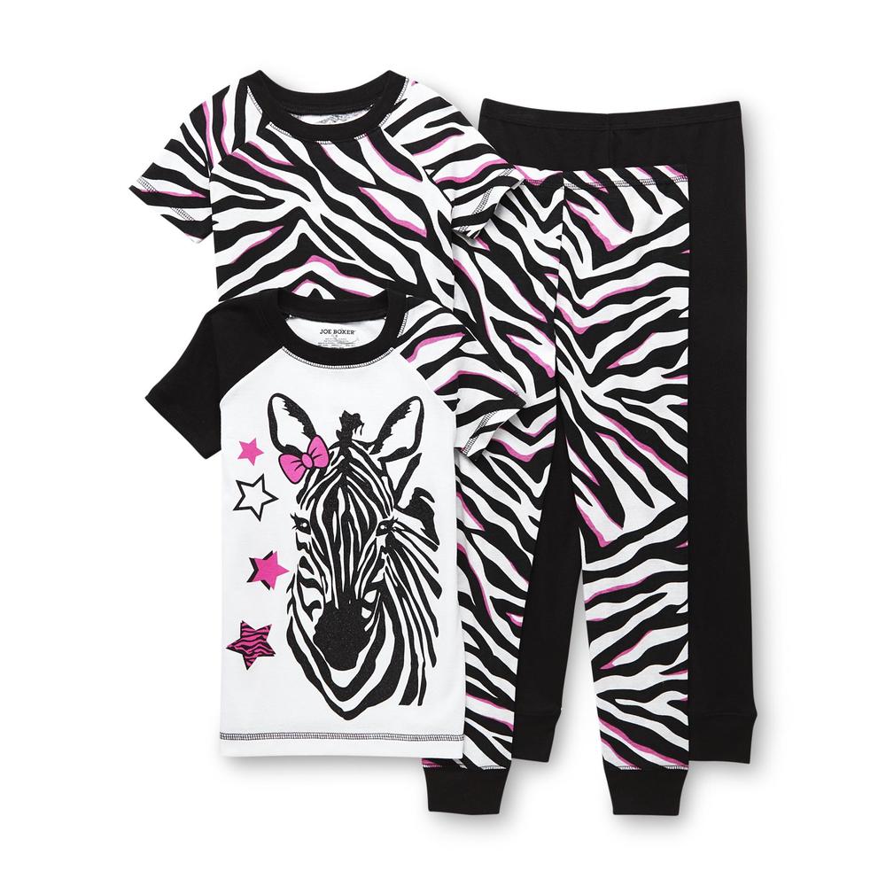 Joe Boxer Girl's 2-Pairs Short-Sleeve Pajamas - Zebra Striped