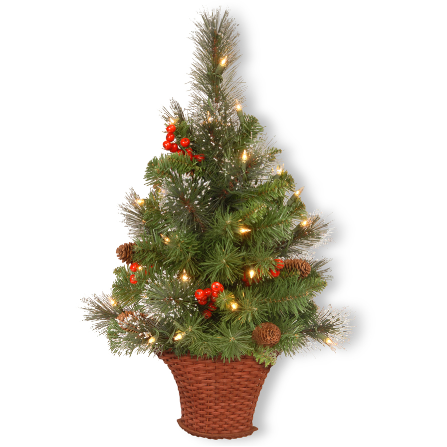 National Tree Company 3 ft. Crestwood Spruce Half Tree with Battery Operated Warm White LED Lights