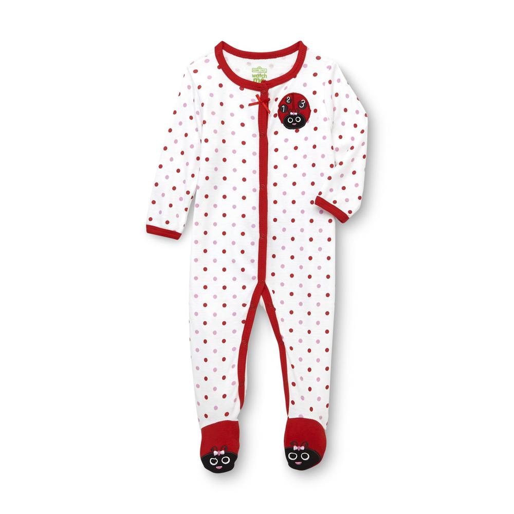 Sesame Street Newborn Girl's Footed Sleeper Pajamas - Ladybug