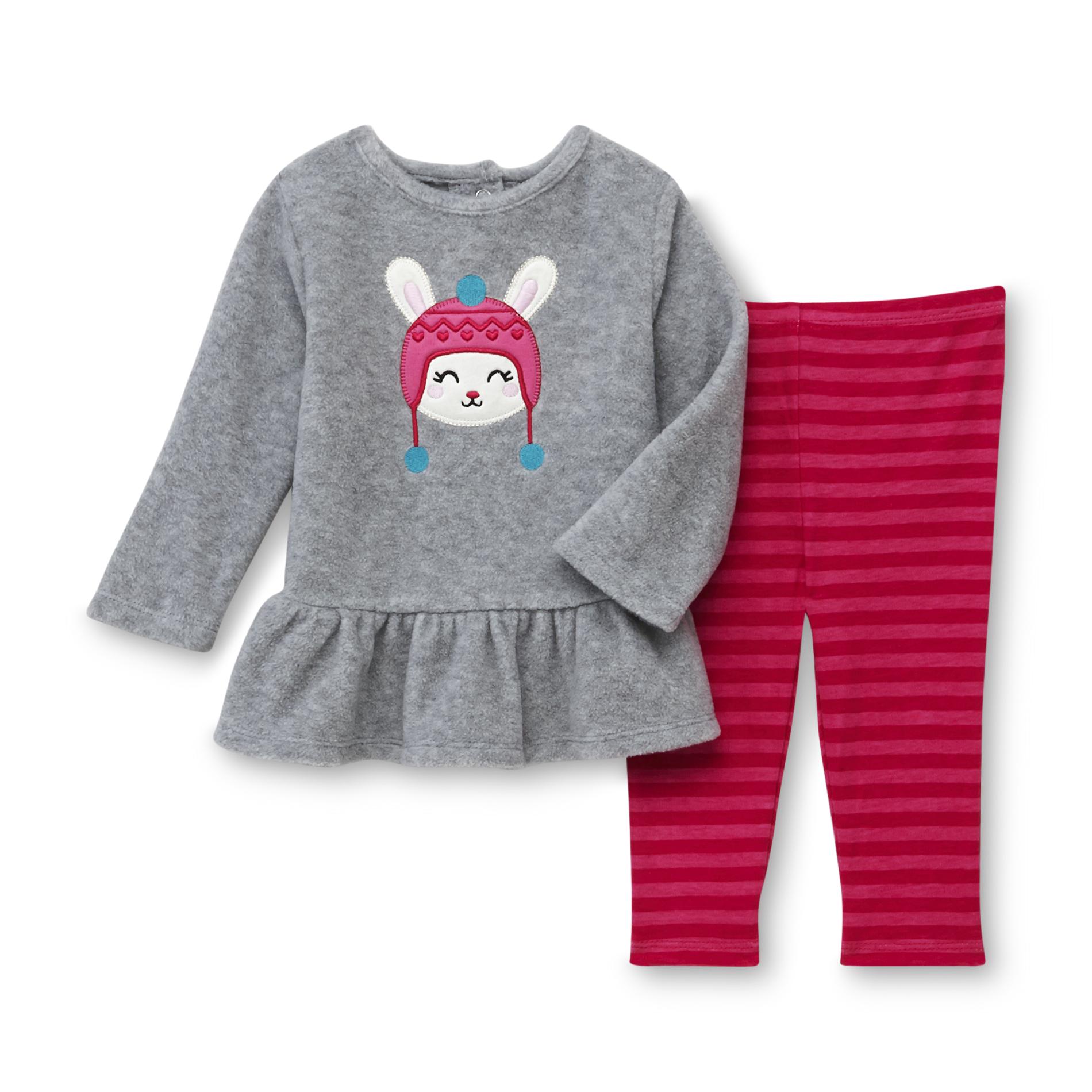 Small Wonders Newborn Girl's Fleece Tunic & Knit Leggings - Bunny