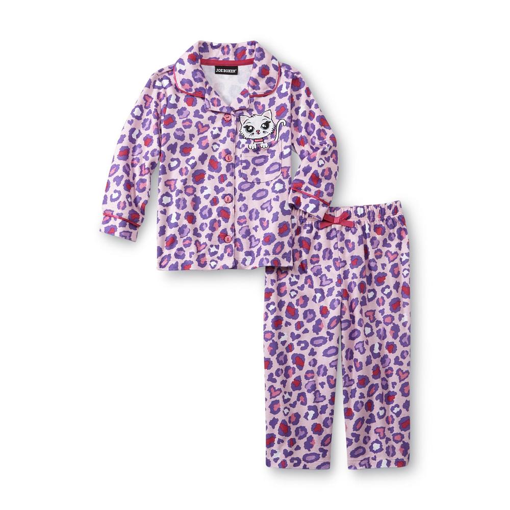 Joe Boxer Infant & Toddler Girl's Flannel Pajama Top & Pants - Kitty
