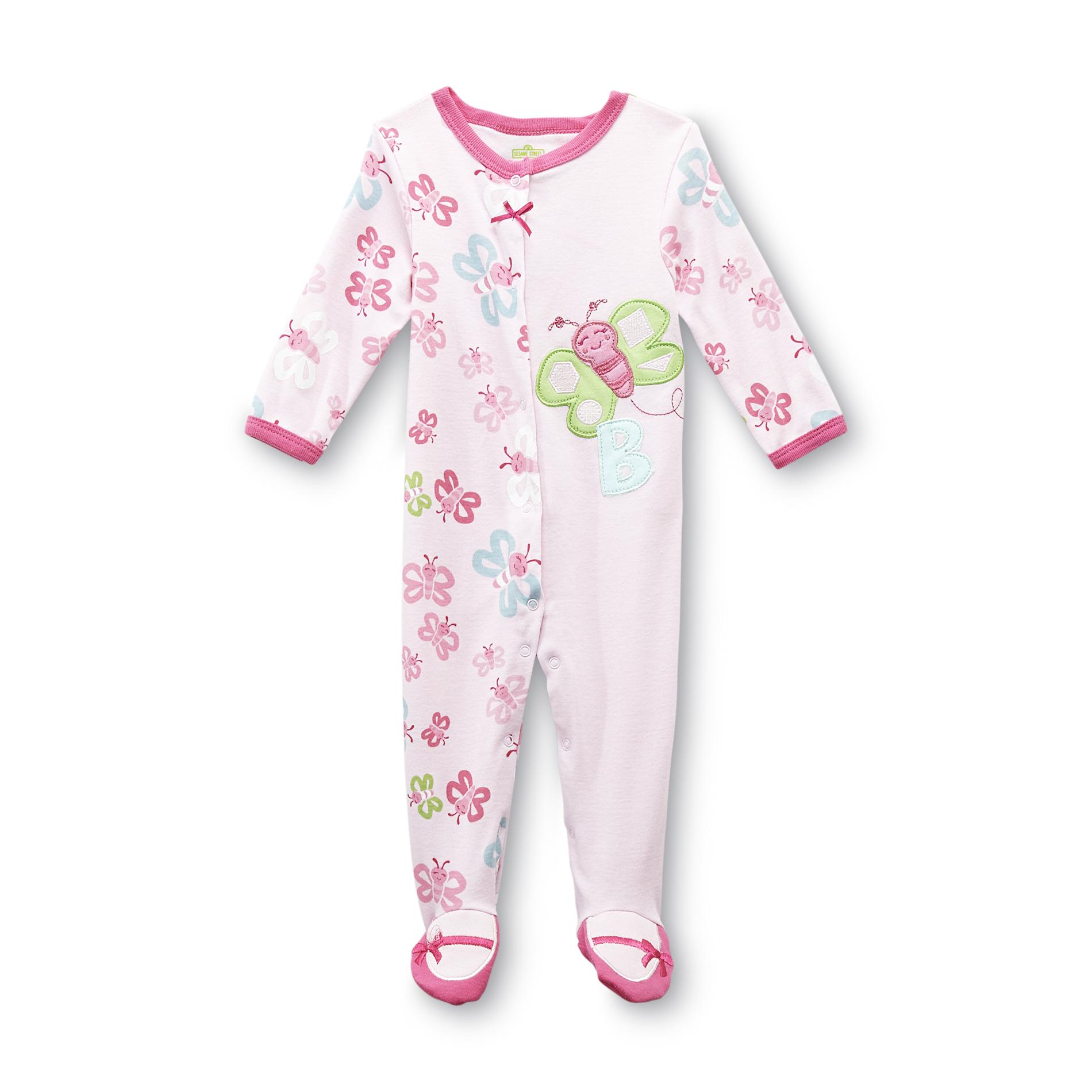 Sesame Street Newborn Girl's Footed Sleeper Pajamas - Butterfly
