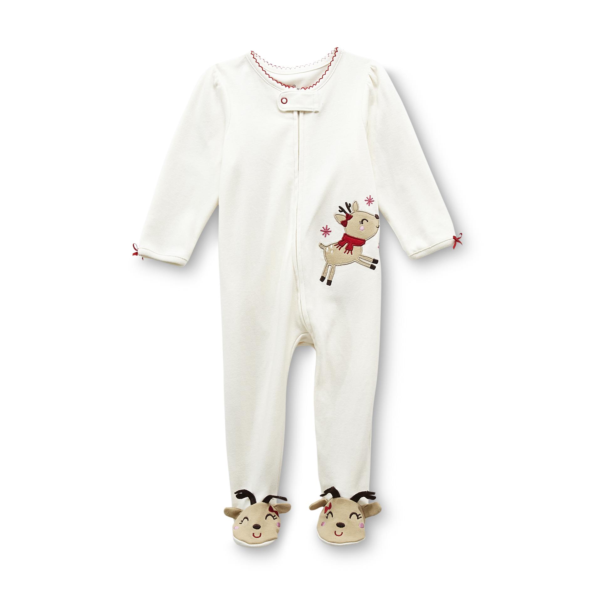 Small Wonders Newborn Girl's Sleeper Pajamas - Reindeer