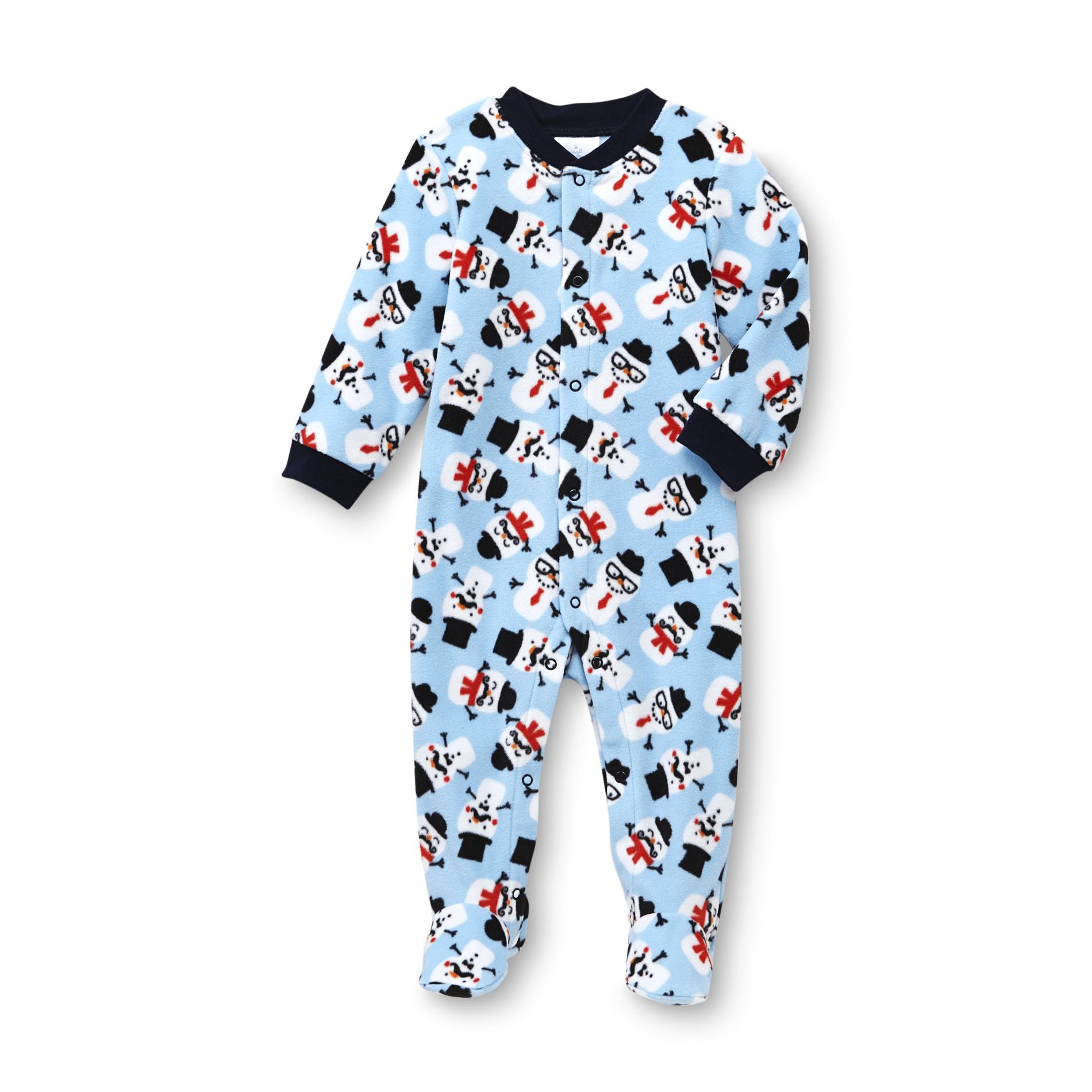 Small Wonders Newborn Boy's Fleece Sleeper Pajamas - Snowman