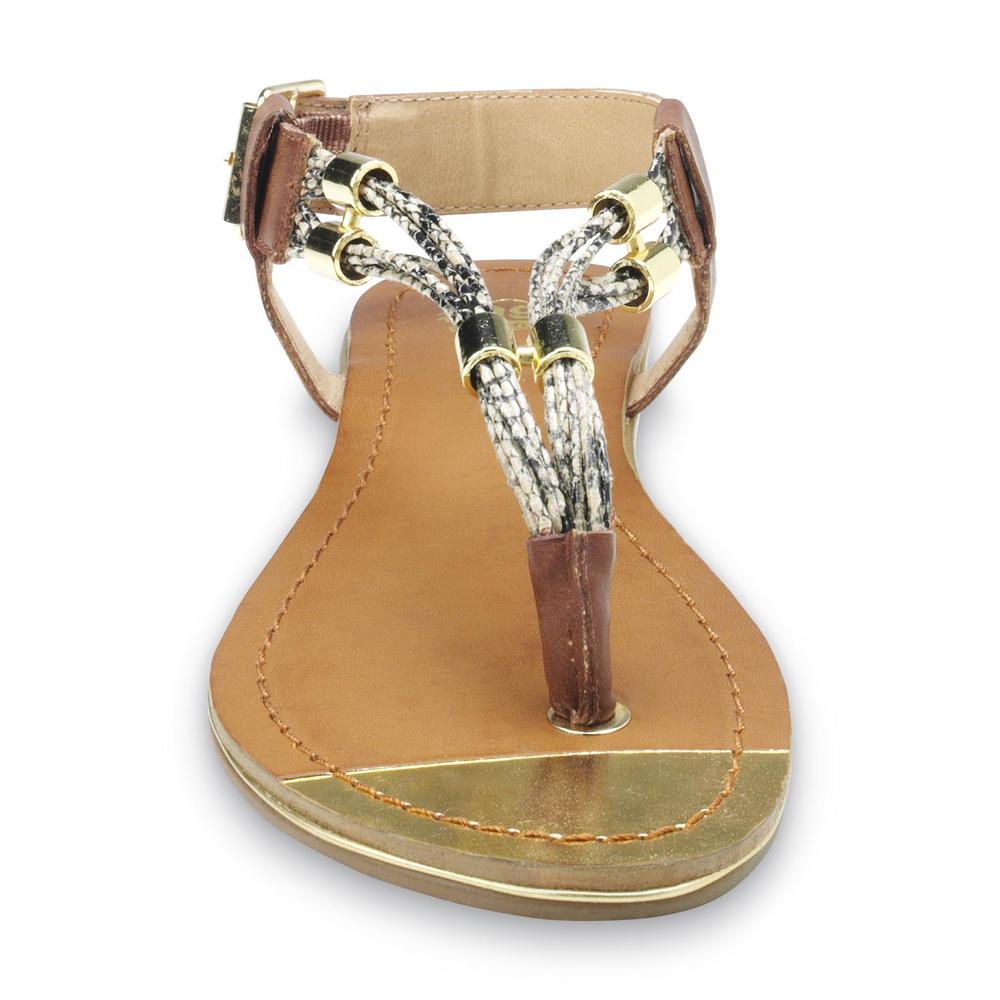 Bongo Women's Westley Camel/Goldtone/Snakeskin Thong Sandal