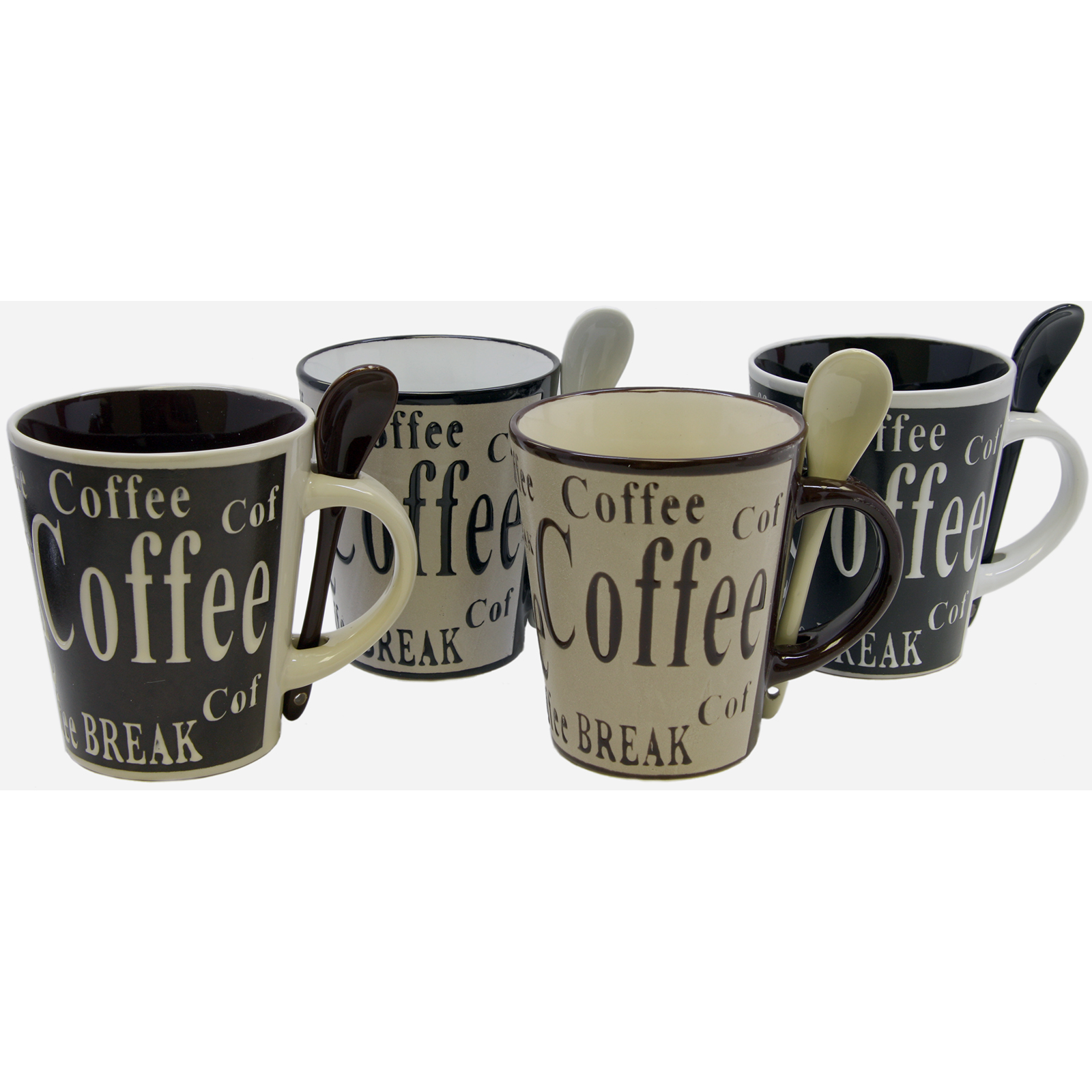 Gibson 8pc Coffee with Spoon Set , 4 Designs (Mr. Coffee)