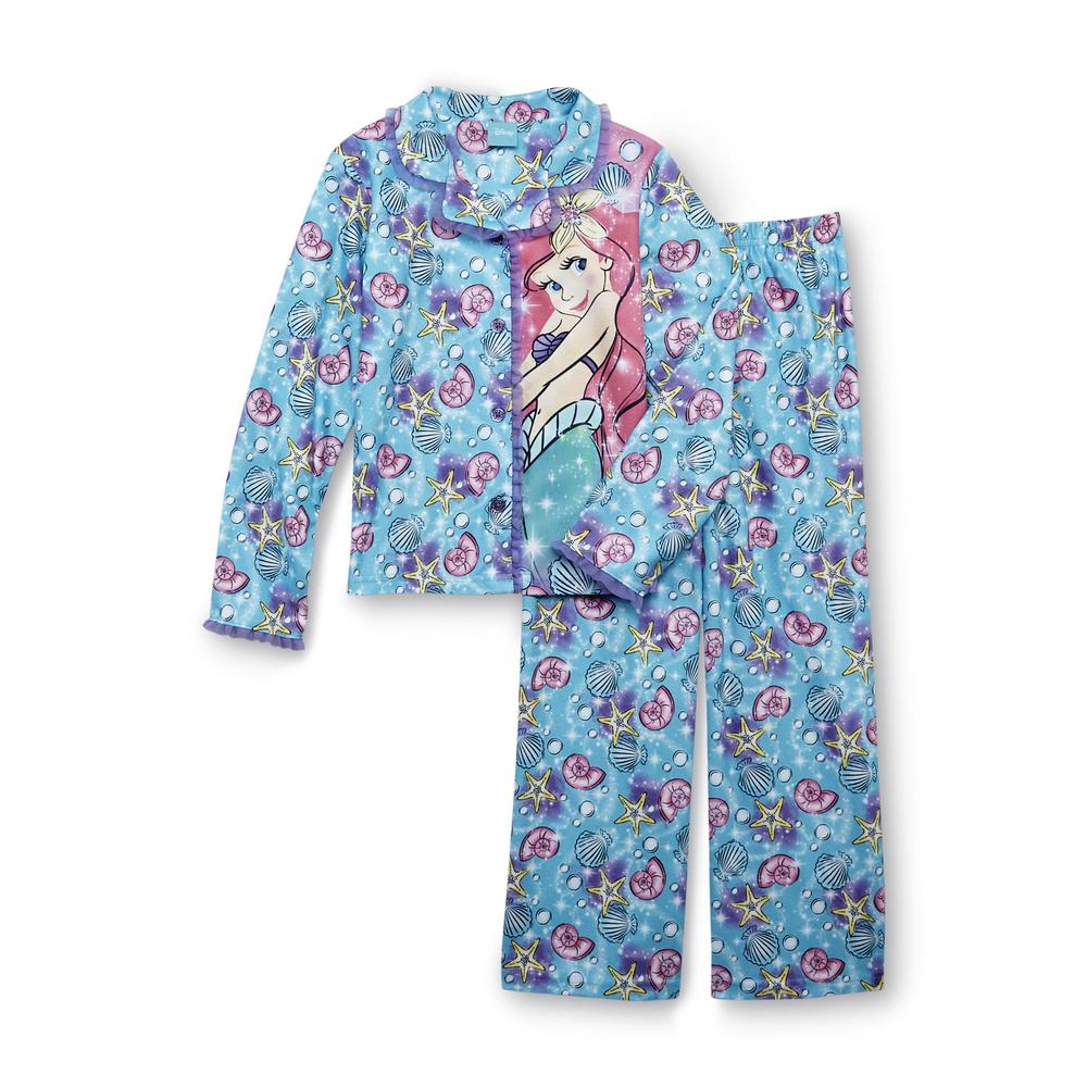 Disney The Little Mermaid Girl's Button-Front Pajamas