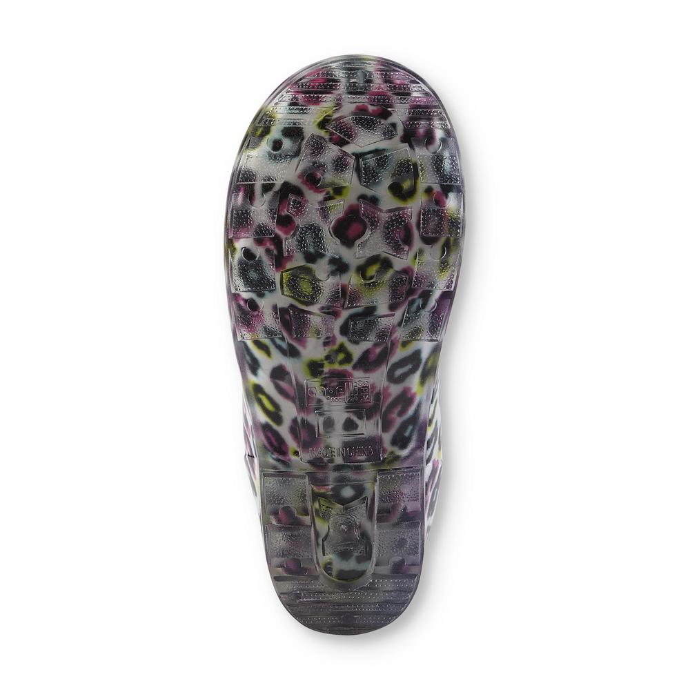 &nbsp; Girl's 7" Bow Leopard/White/Multicolor Jelly Rain Boot