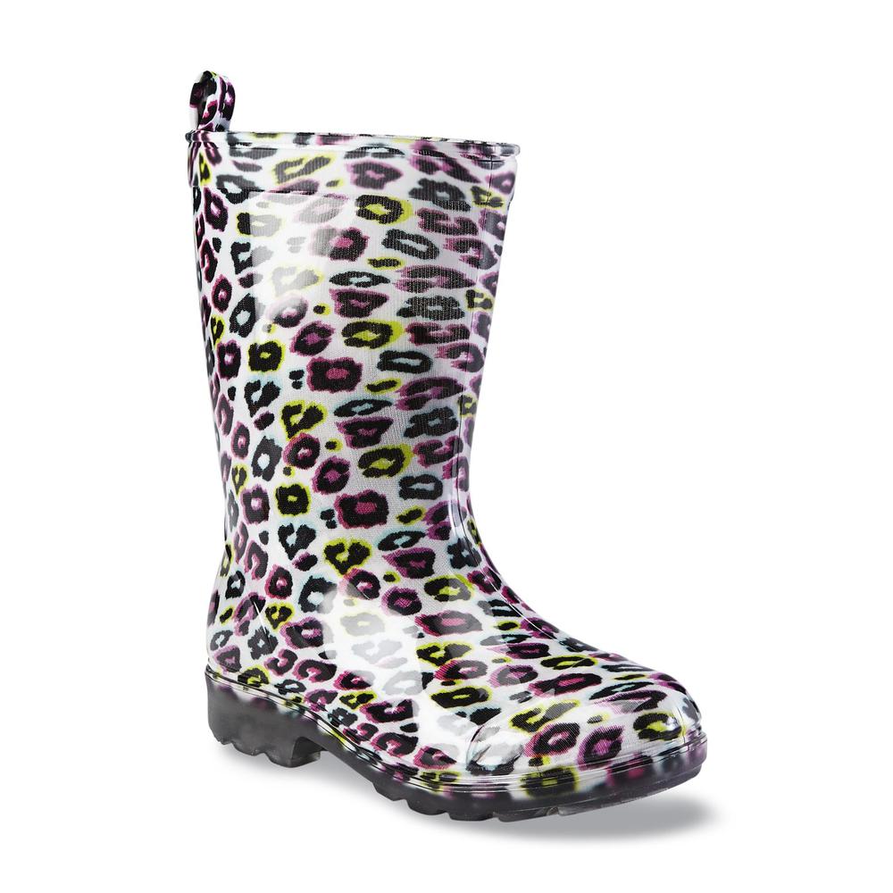 &nbsp; Girl's 7" Bow Leopard/White/Multicolor Jelly Rain Boot