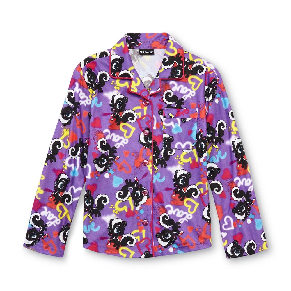 Joe Boxer Girl's Microfleece Pajama Shirt & Pants - Skunk & Heart