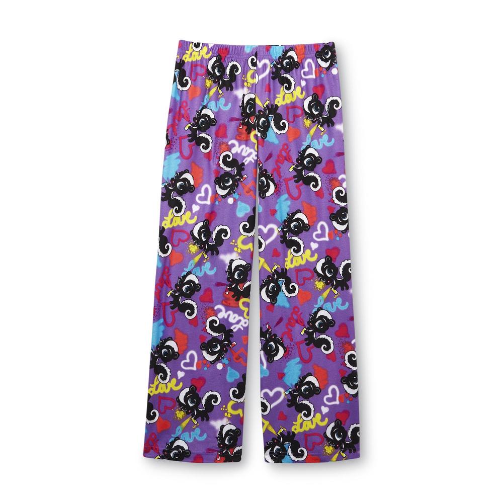 Joe Boxer Girl's Microfleece Pajama Shirt & Pants - Skunk & Heart