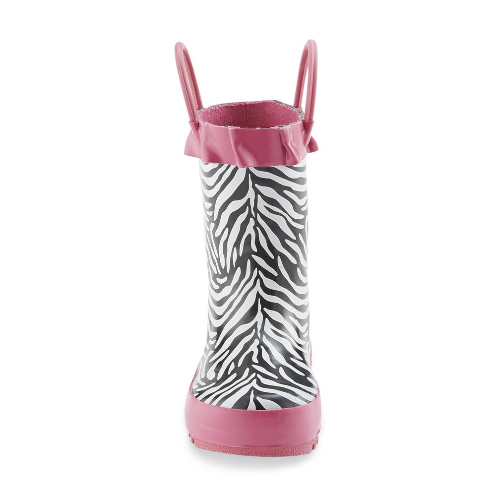 &nbsp; Toddler Girl's 6" Pink/Zebra Rubber Rain Boot