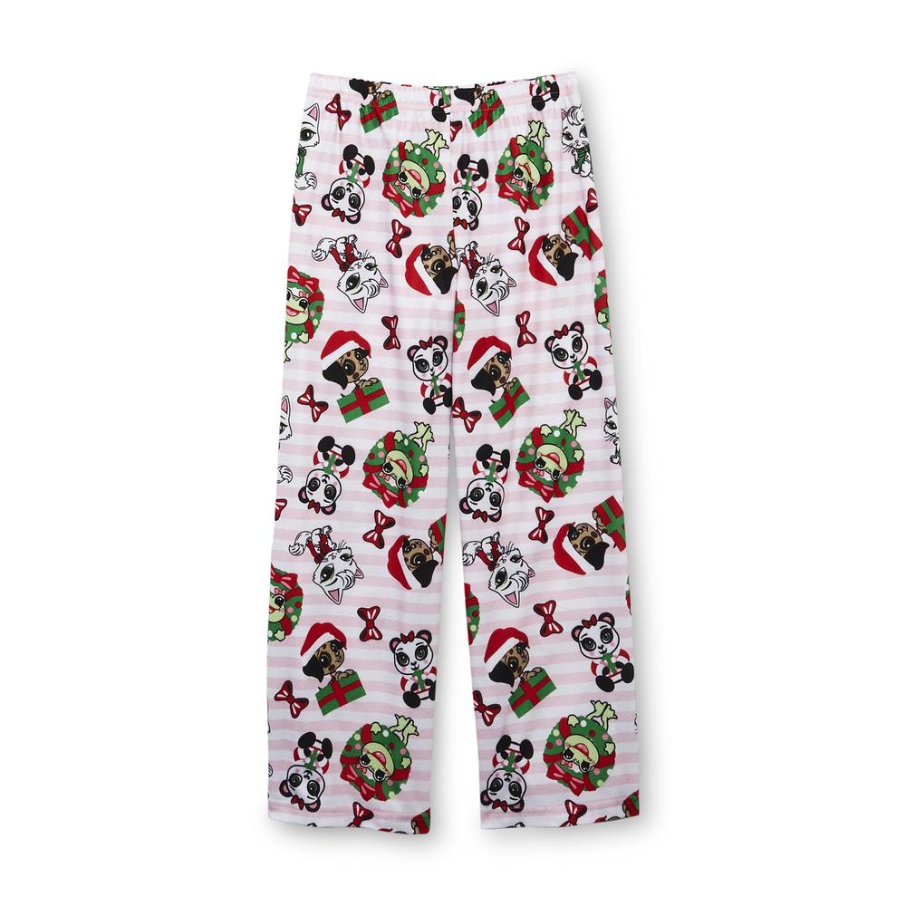 Joe Boxer Girl's Microfleece Pajama Shirt & Pants - Animal Christmas