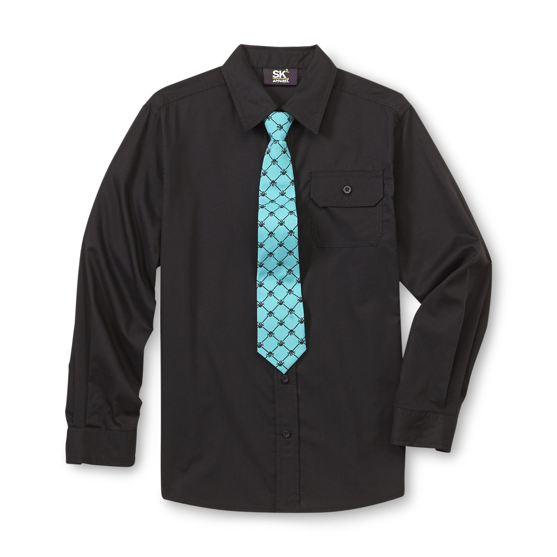 SK2 Boy's Dress Shirt & Necktie - Skulls