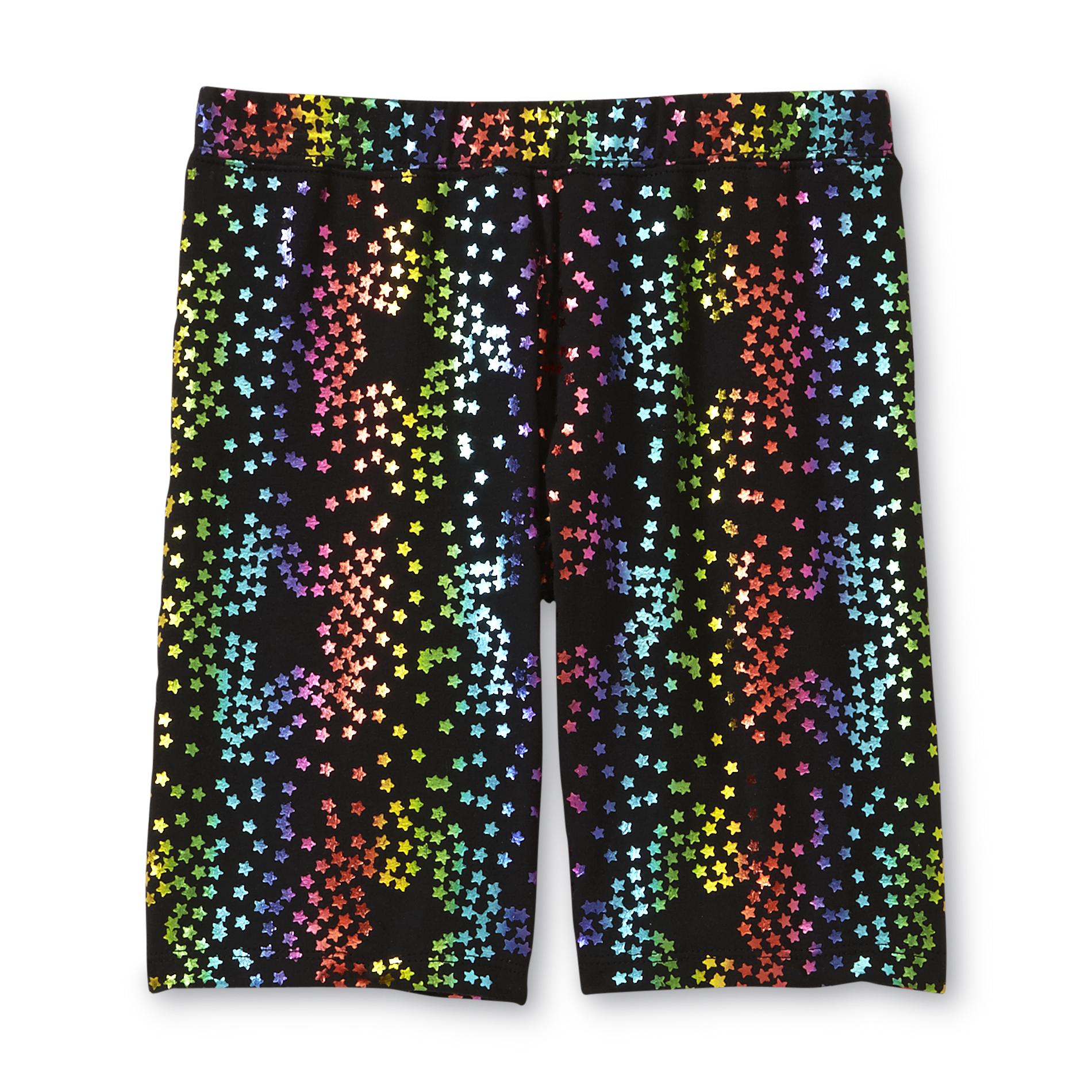 Piper Faves Girl's Foil-Print Stretch-Knit Shorts - Star