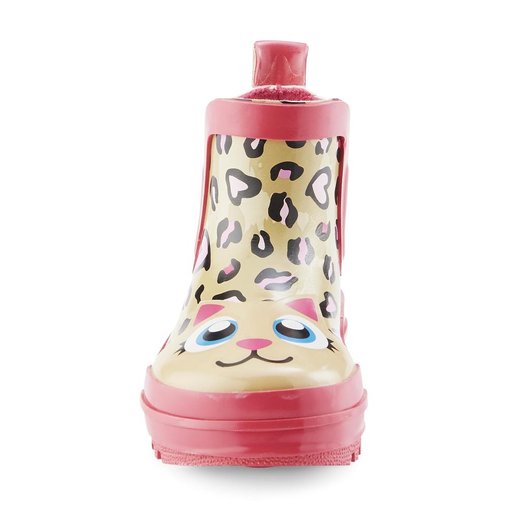 &nbsp; Toddler Girl's 3" Pink/Tan Rain Boot - Cat
