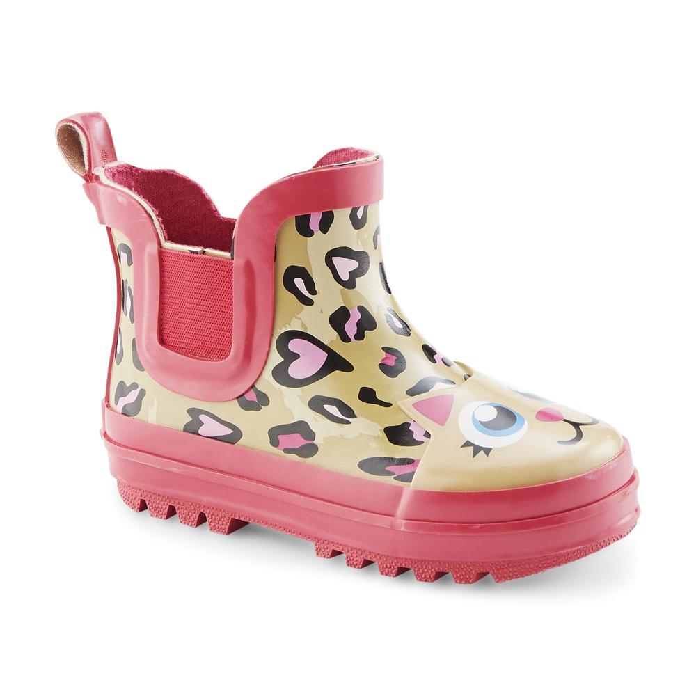 &nbsp; Toddler Girl's 3" Pink/Tan Rain Boot - Cat