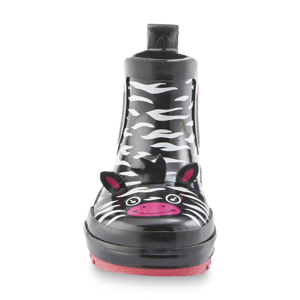&nbsp; Toddler Girl's 3" Black/White Rain Boot - Zebra