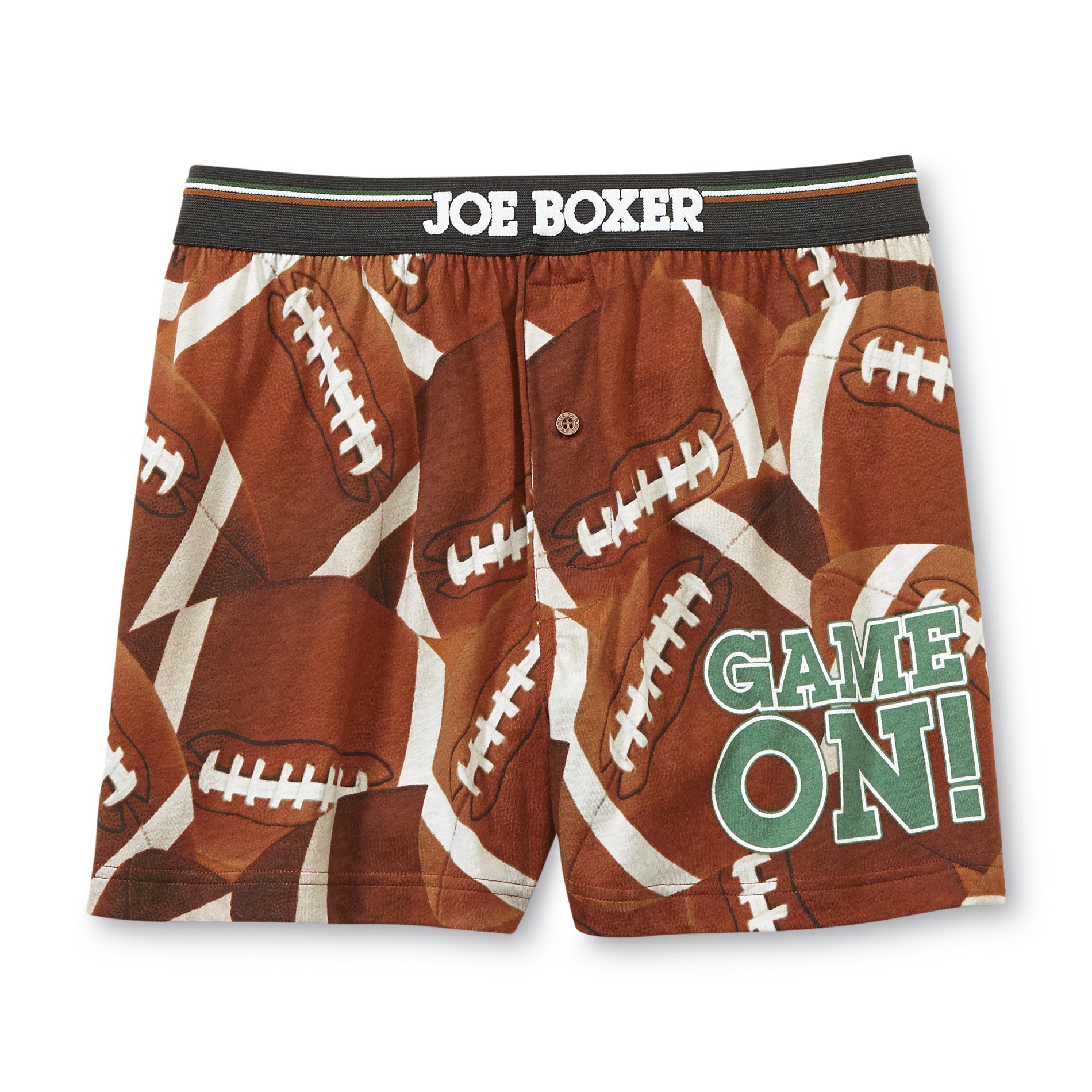Joe Boxer Men's Knit Boxer Shorts - Footballs