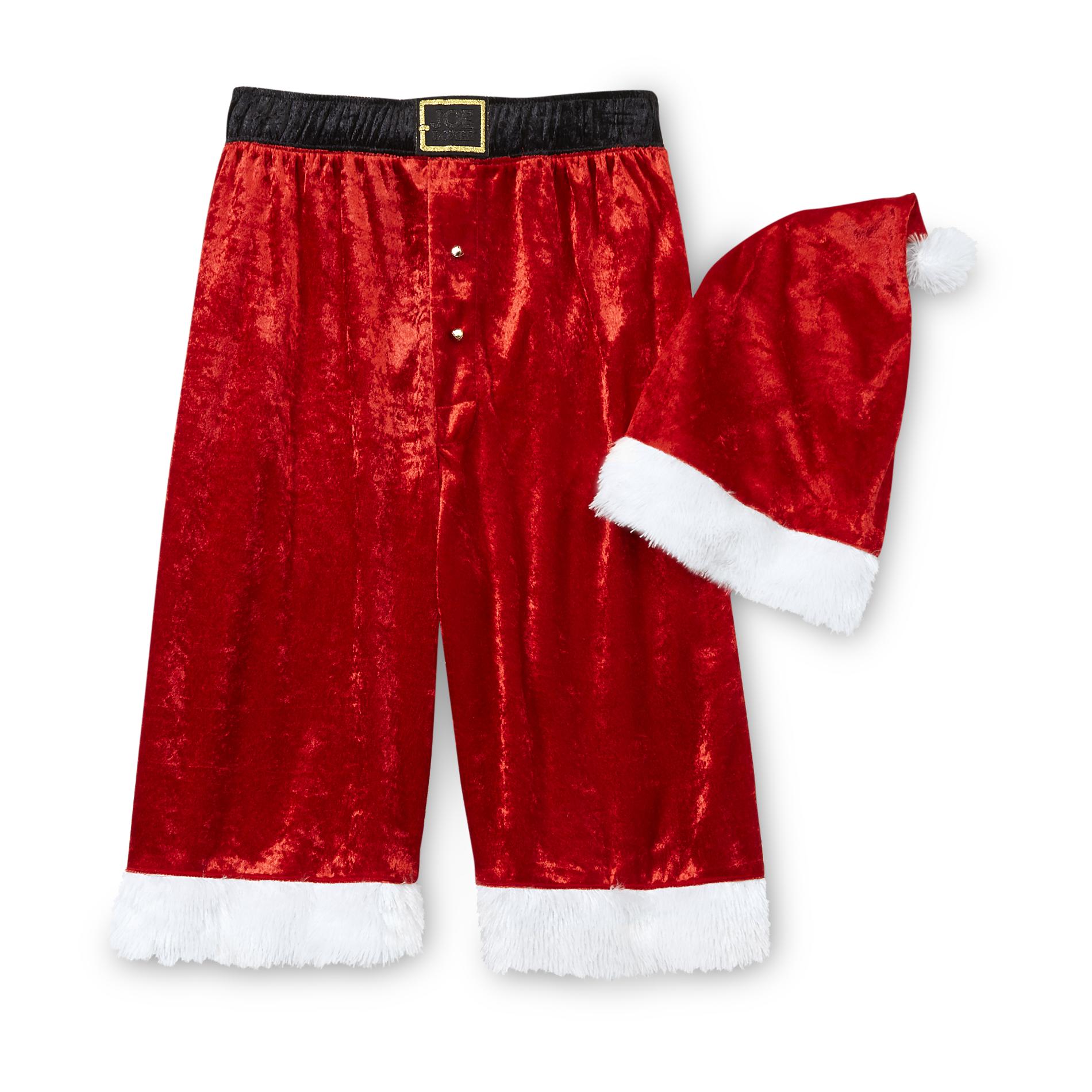Joe Boxer Men's Christmas Pajama Shorts & Santa Hat