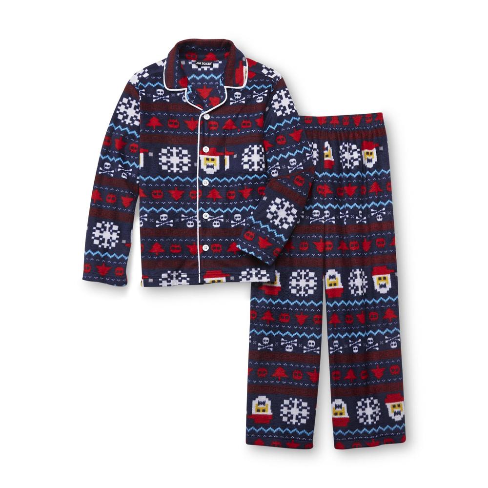 Joe Boxer Boy's Fleece Pajama Shirt & Pants - Christmas Tribal Print