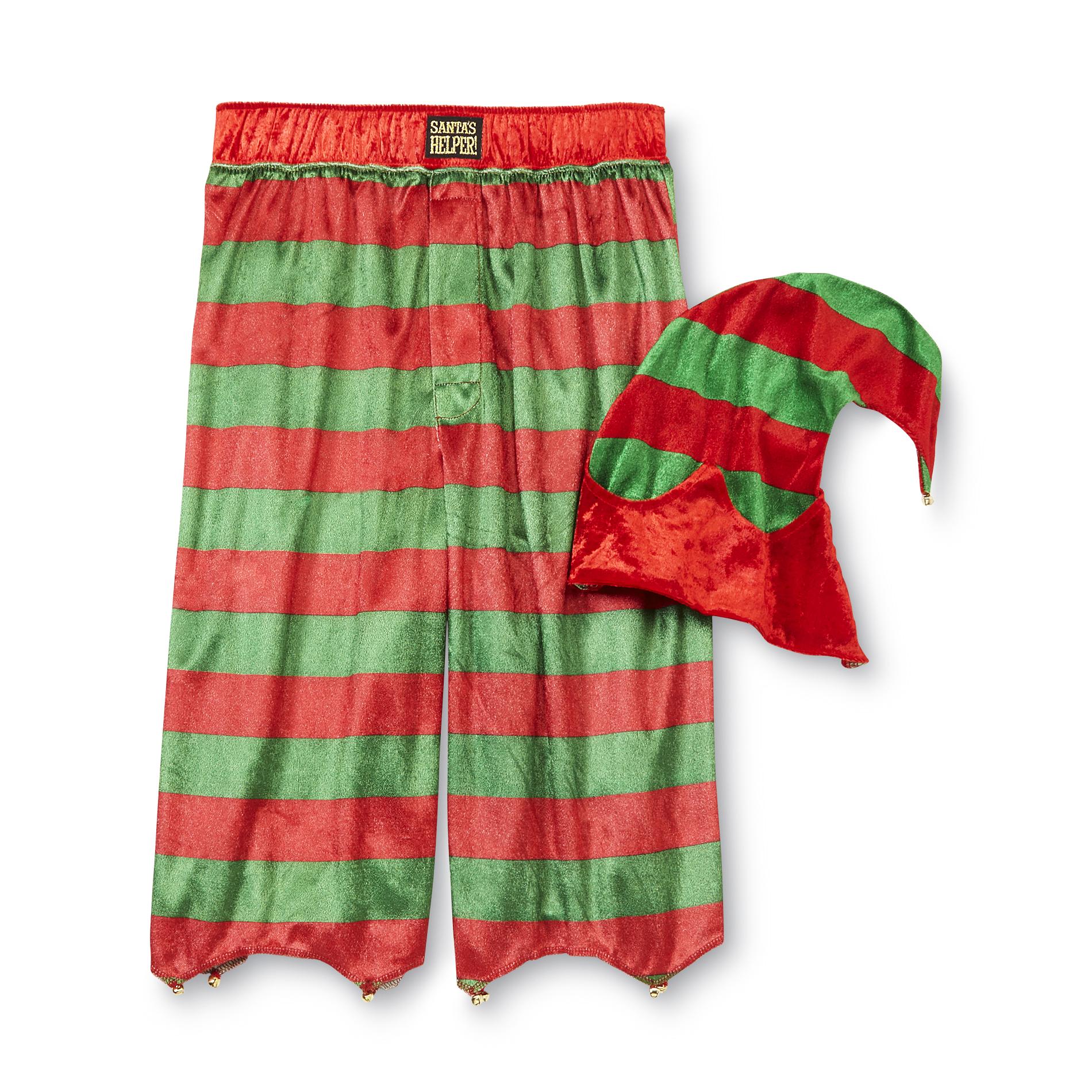 Joe Boxer Men's Christmas Pajama Shorts & Elf Hat - Striped