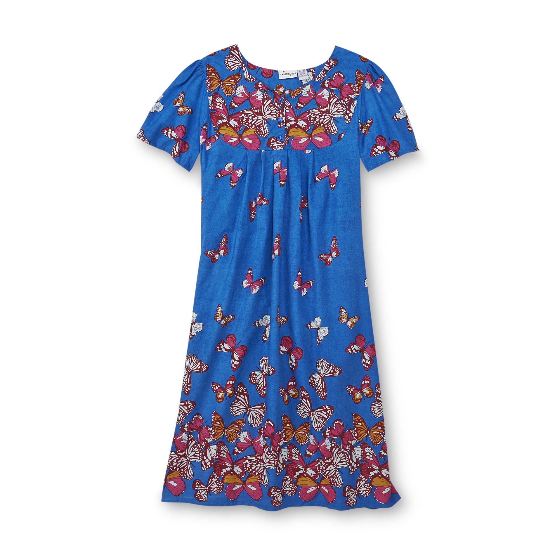 Loungees Women's Plus Short-Sleeve Nightgown - Butterflies