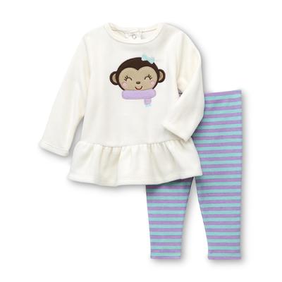 Small Wonders Newborn Girl's Fleece Tunic & Knit Leggings - Monkey